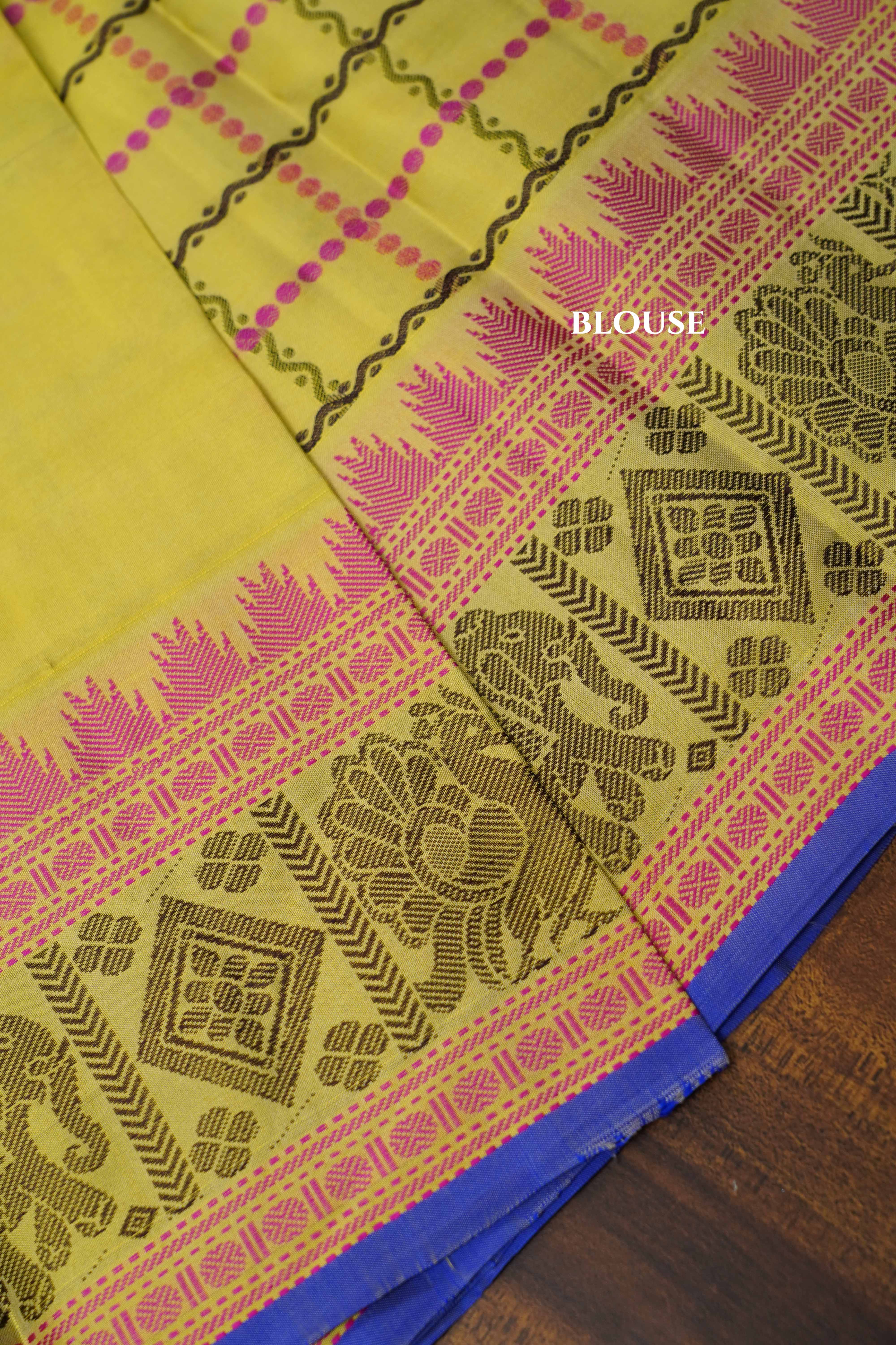 Turmeric Yellow Pure Kanchivaram Silk Saree QUEENS ALMIRAH