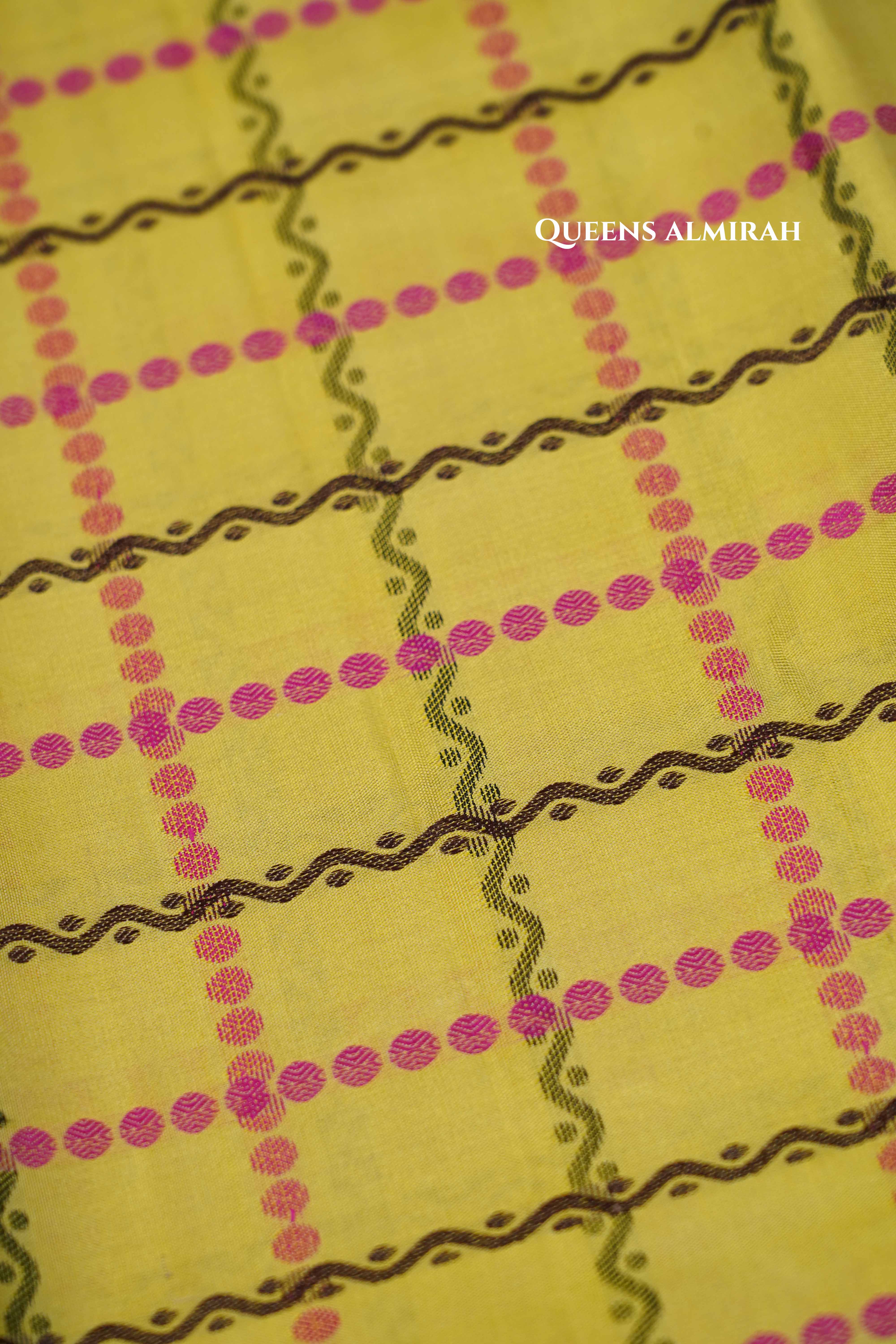 Turmeric Yellow Pure Kanchivaram Silk Saree QUEENS ALMIRAH