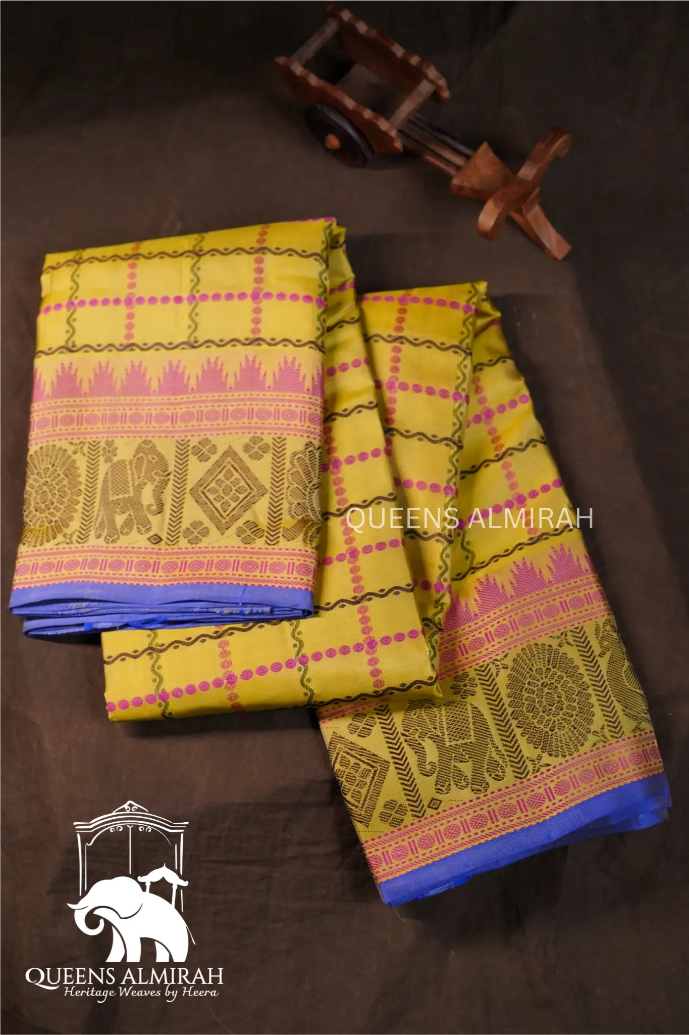 Turmeric Yellow Pure Kanchivaram Silk Saree QUEENS ALMIRAH