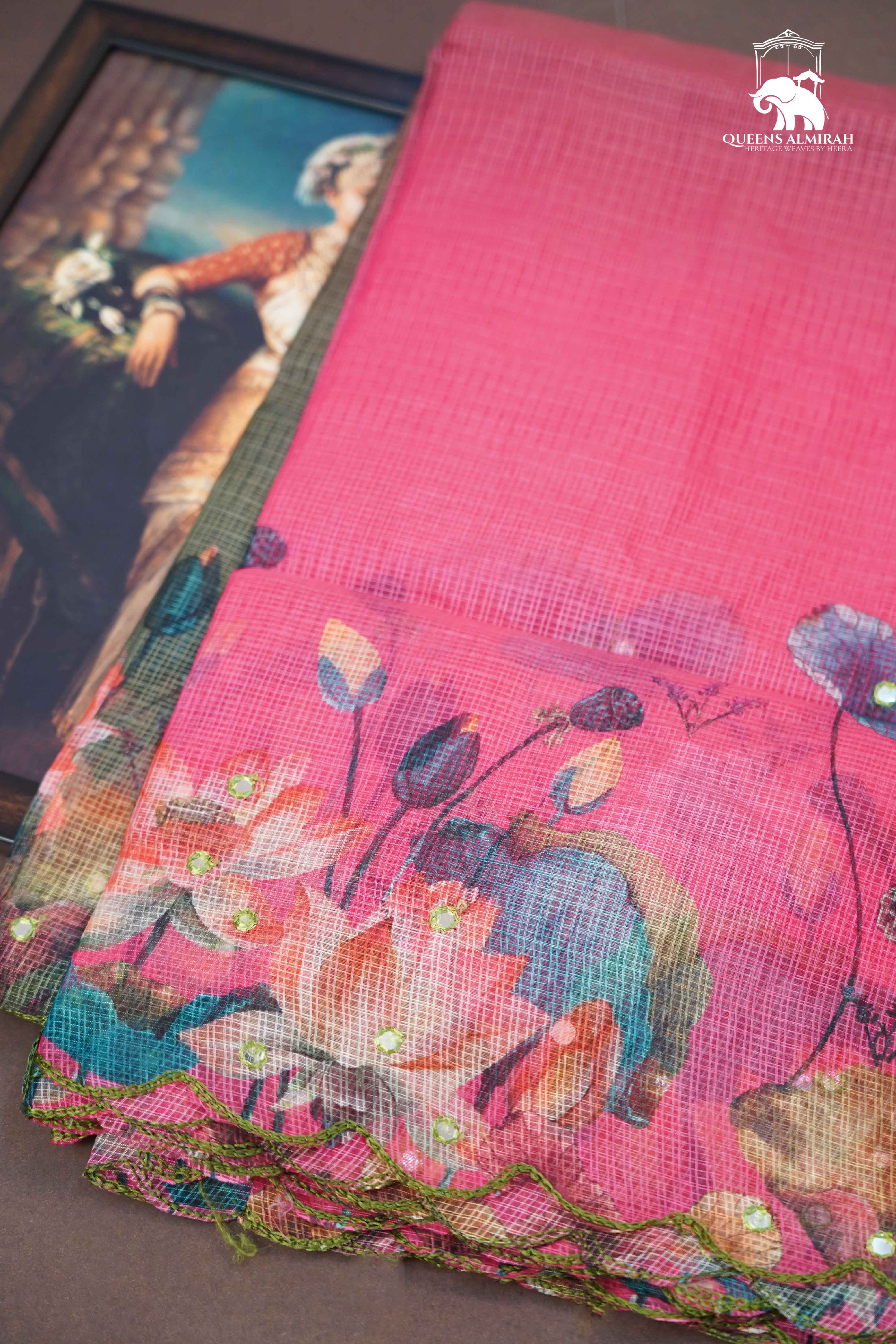 WARM PINK KOTA COTTON SAREE - Queens Jewel Emporium