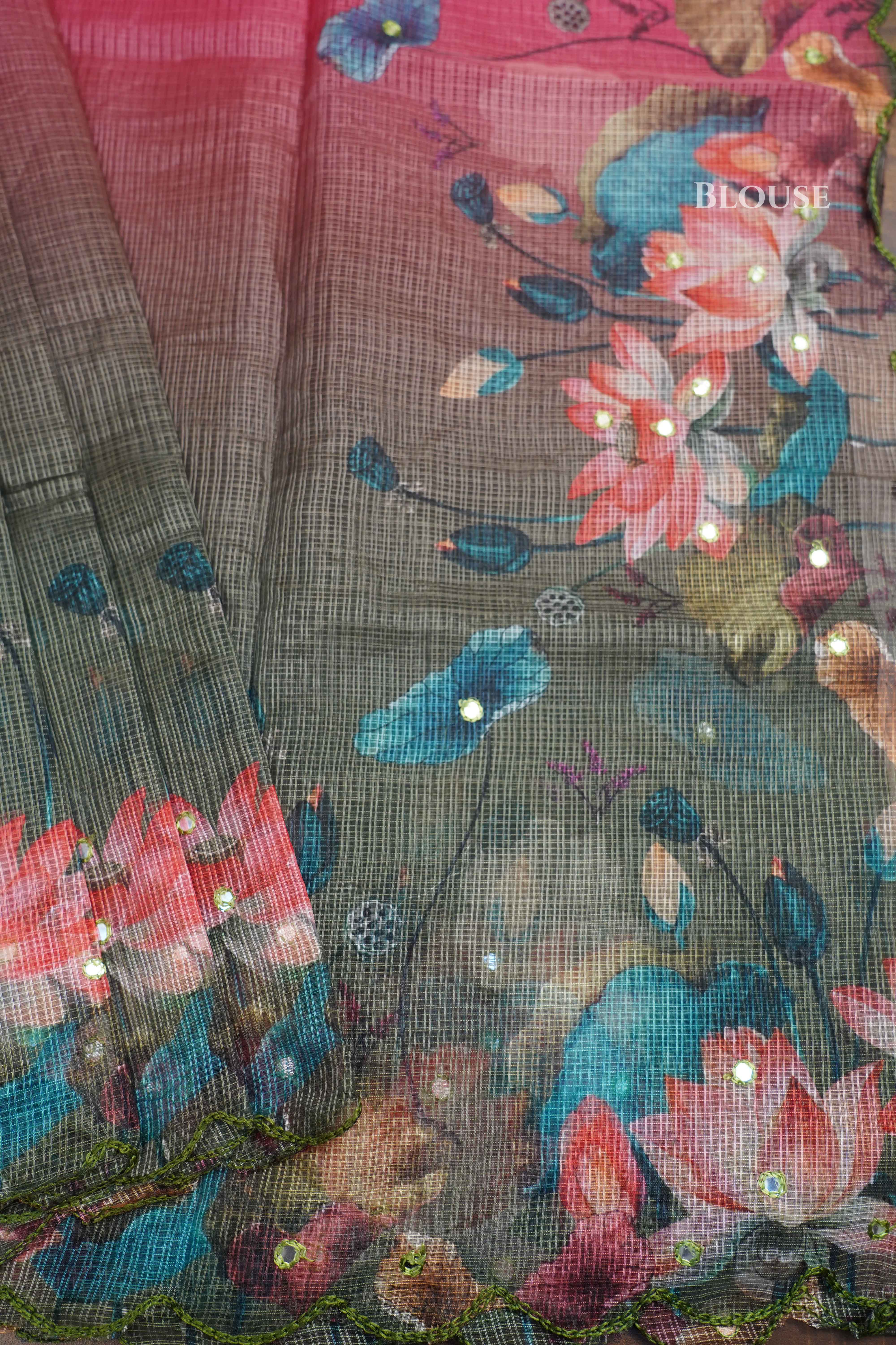 WARM PINK KOTA COTTON SAREE - Queens Jewel Emporium