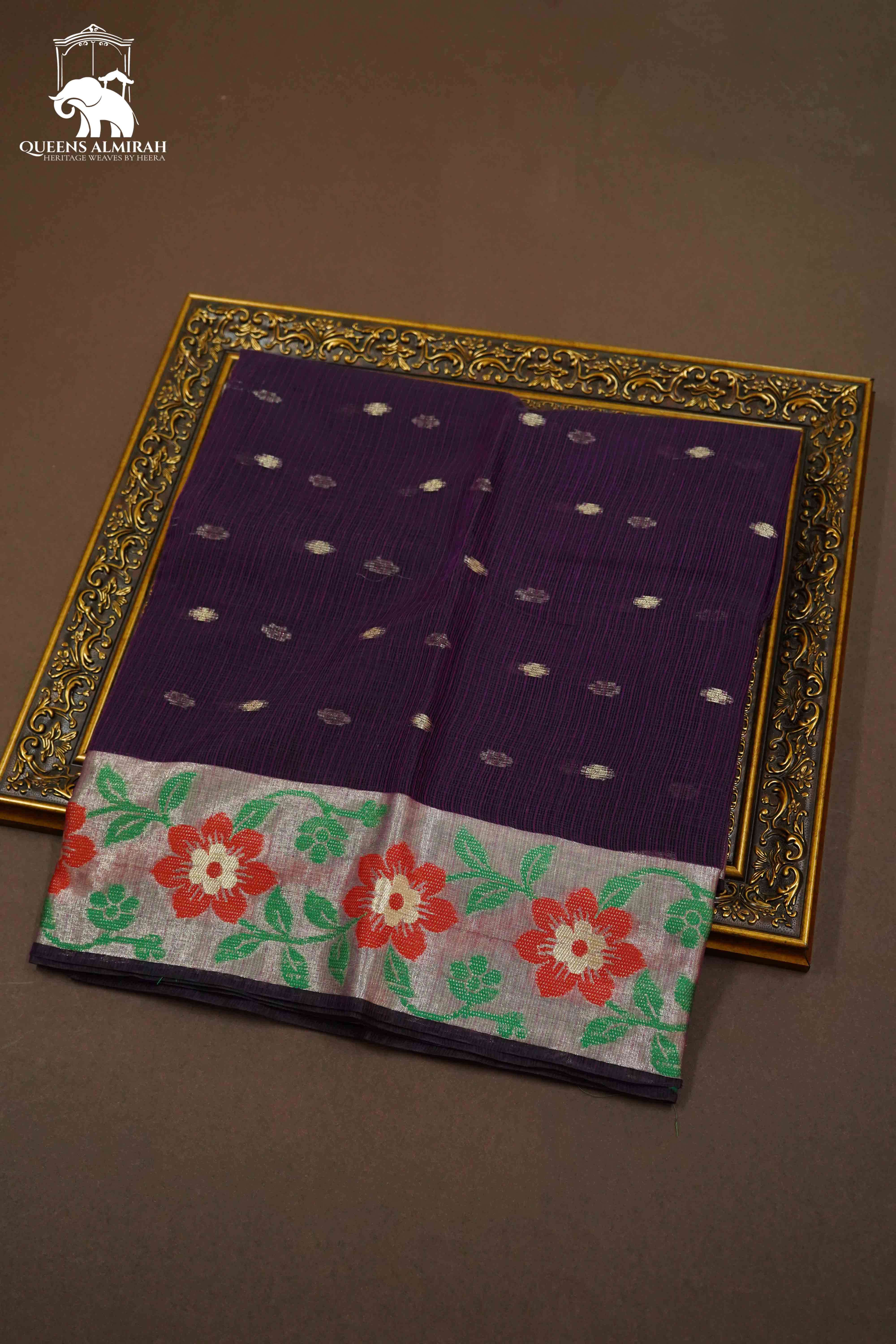 WINE BERRY KOTA SILK COTTON SAREE - Queens Jewel Emporium