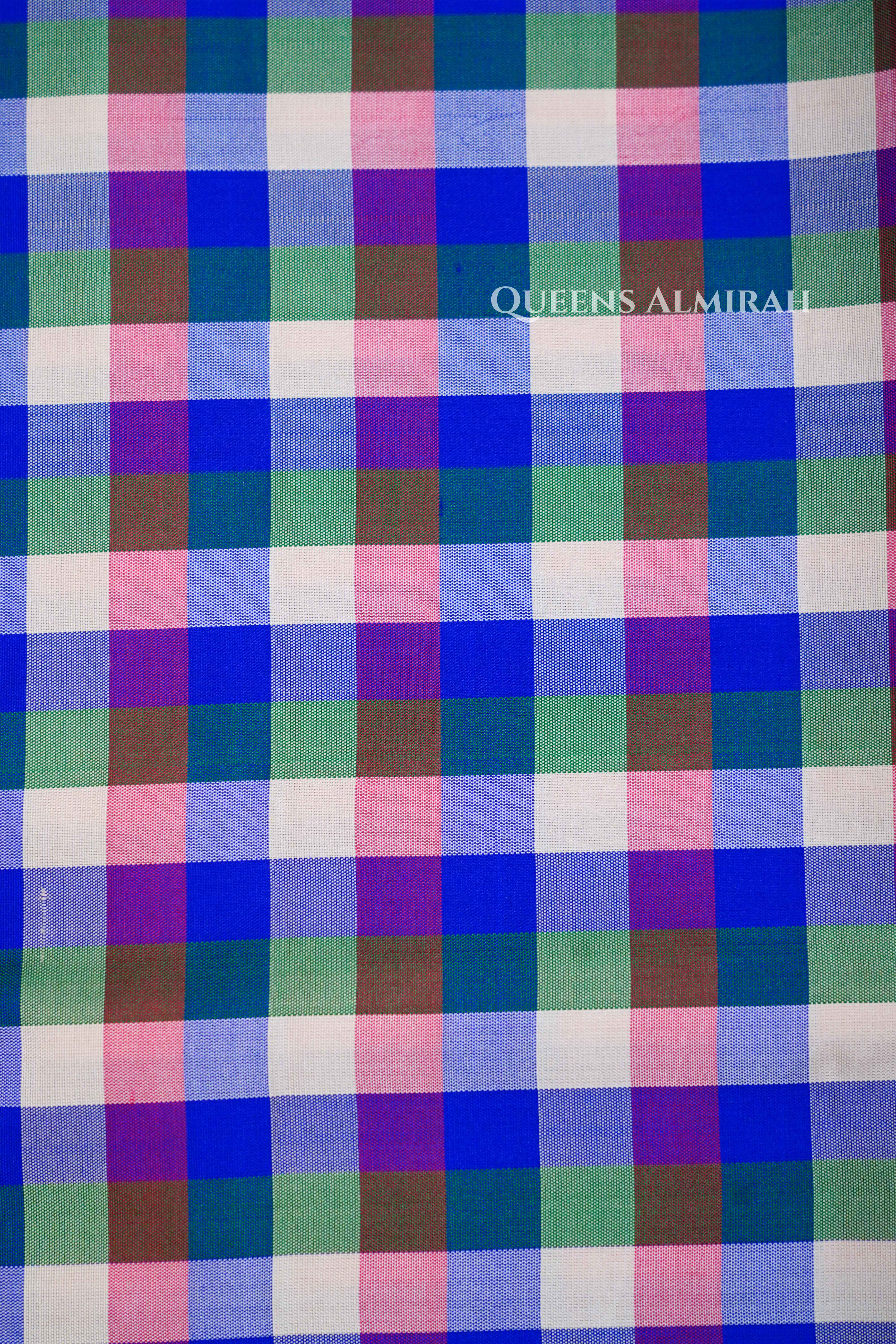 White With Blue Checks Kuravanji Silk Saree QUEENS ALMIRAH