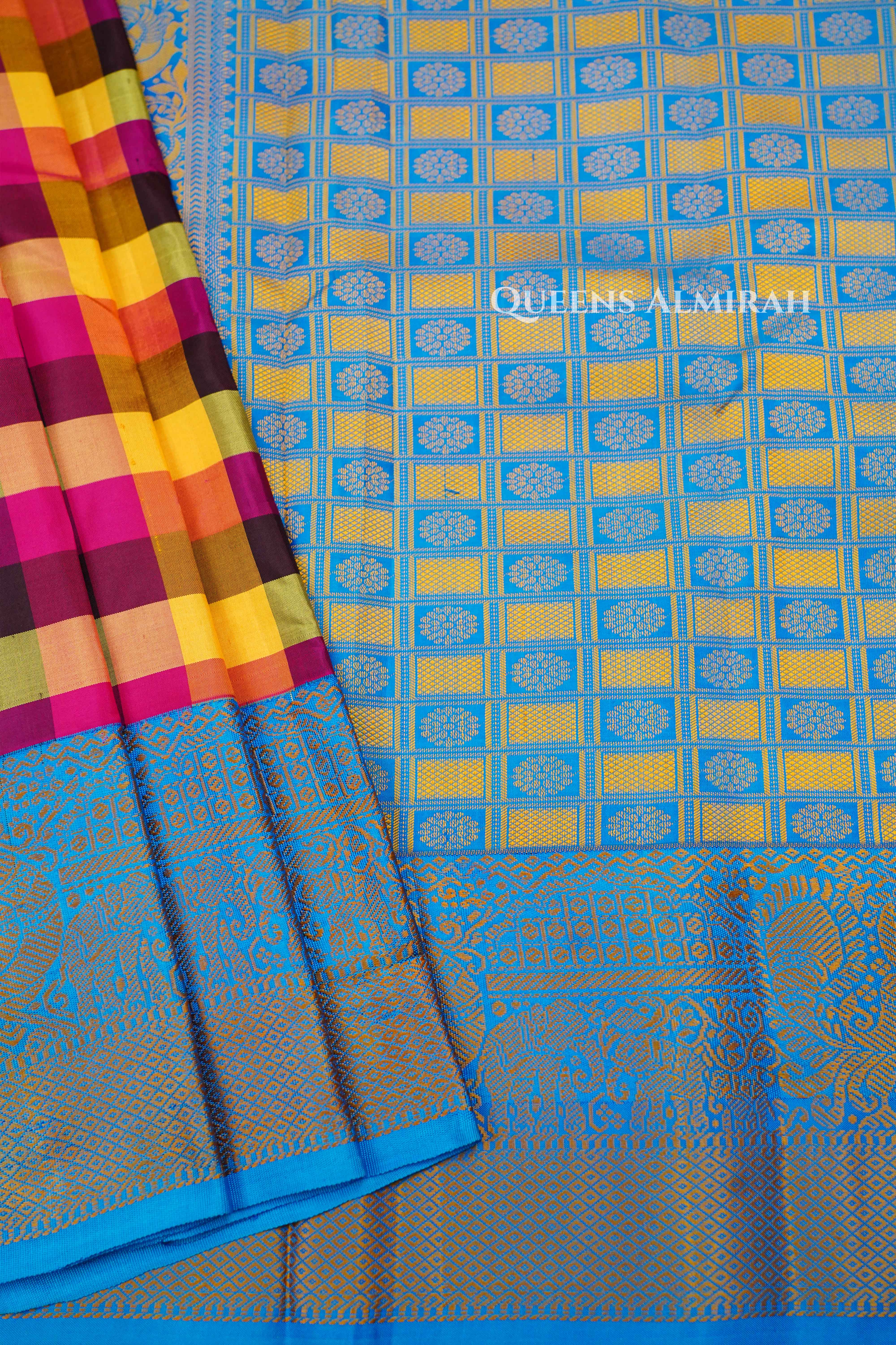 Yellow With Pink Kuravanji Silk Saree QUEENS ALMIRAH