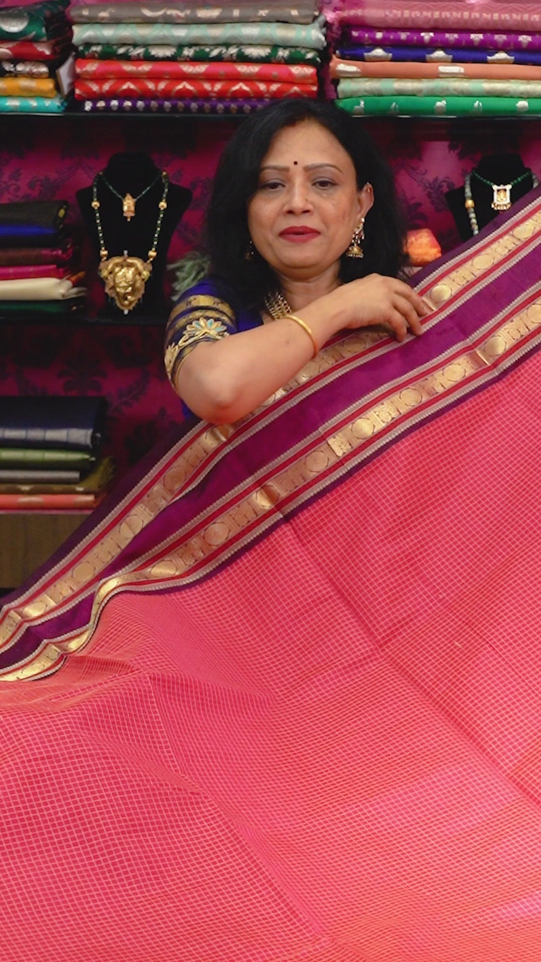 Dragon Pink - Karaikudi Chettinad Silk Cotton Saree
