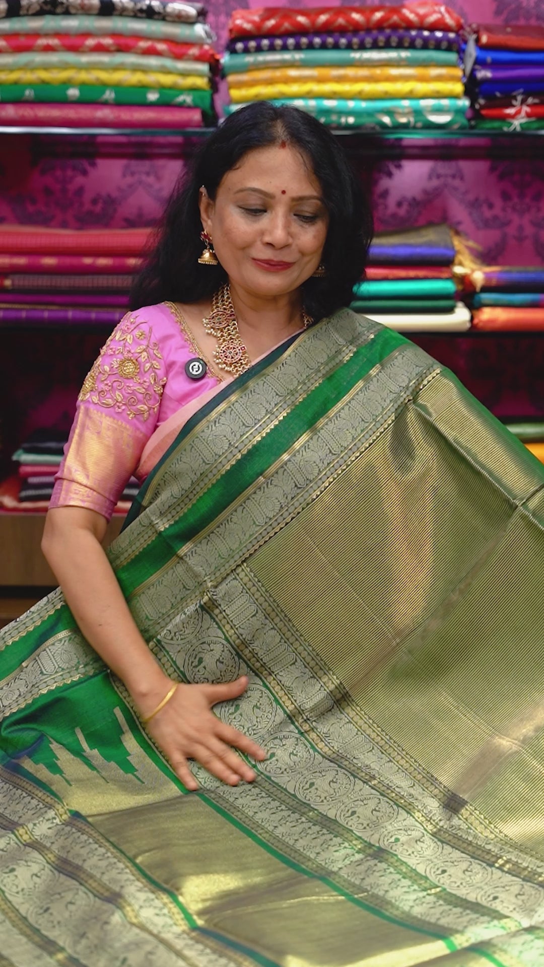 Dual Shade Of Green- Royal Karaikudi Chettinad Tissue Silk Cotton Saree