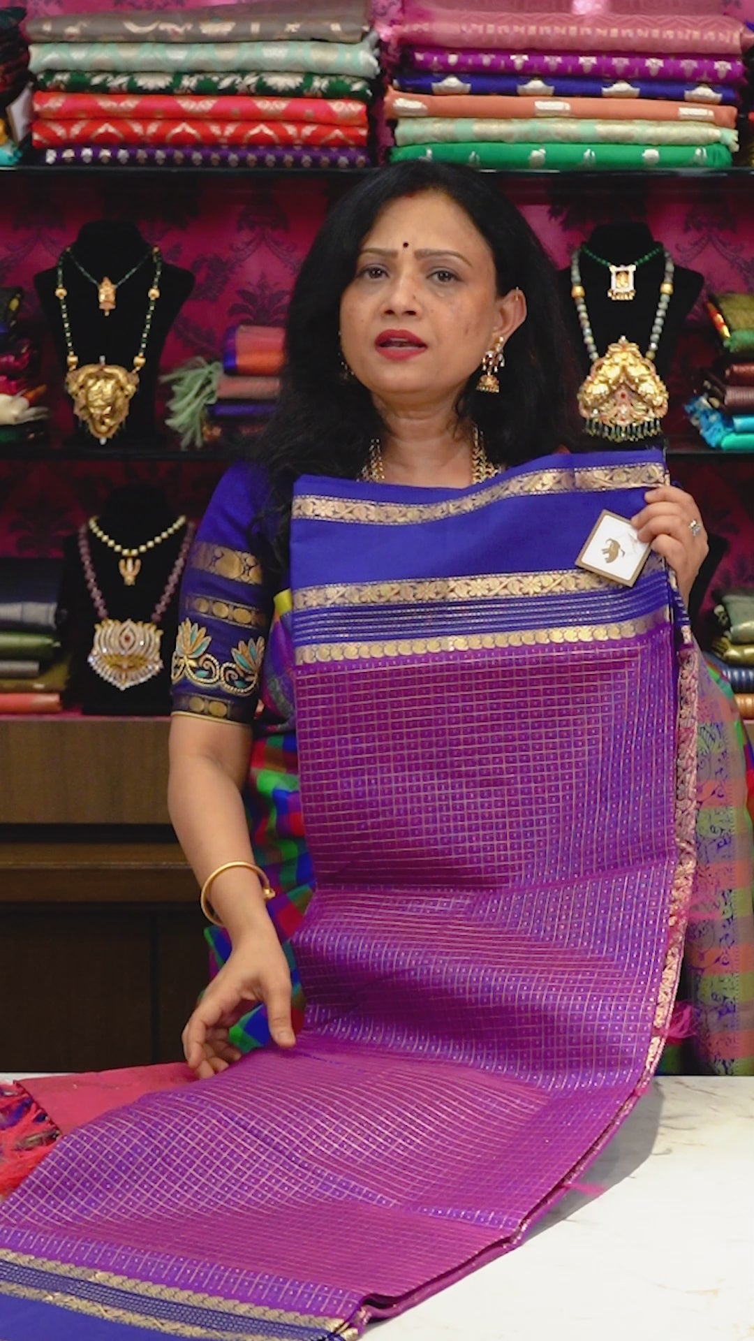 Violet -Royal Karaikudi Chettinad Silk Cotton Saree