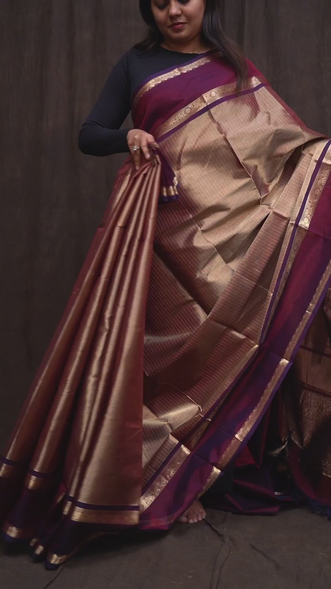 Golden With Maroon- Classic Karaikudi Chettinad Silk Cotton Saree