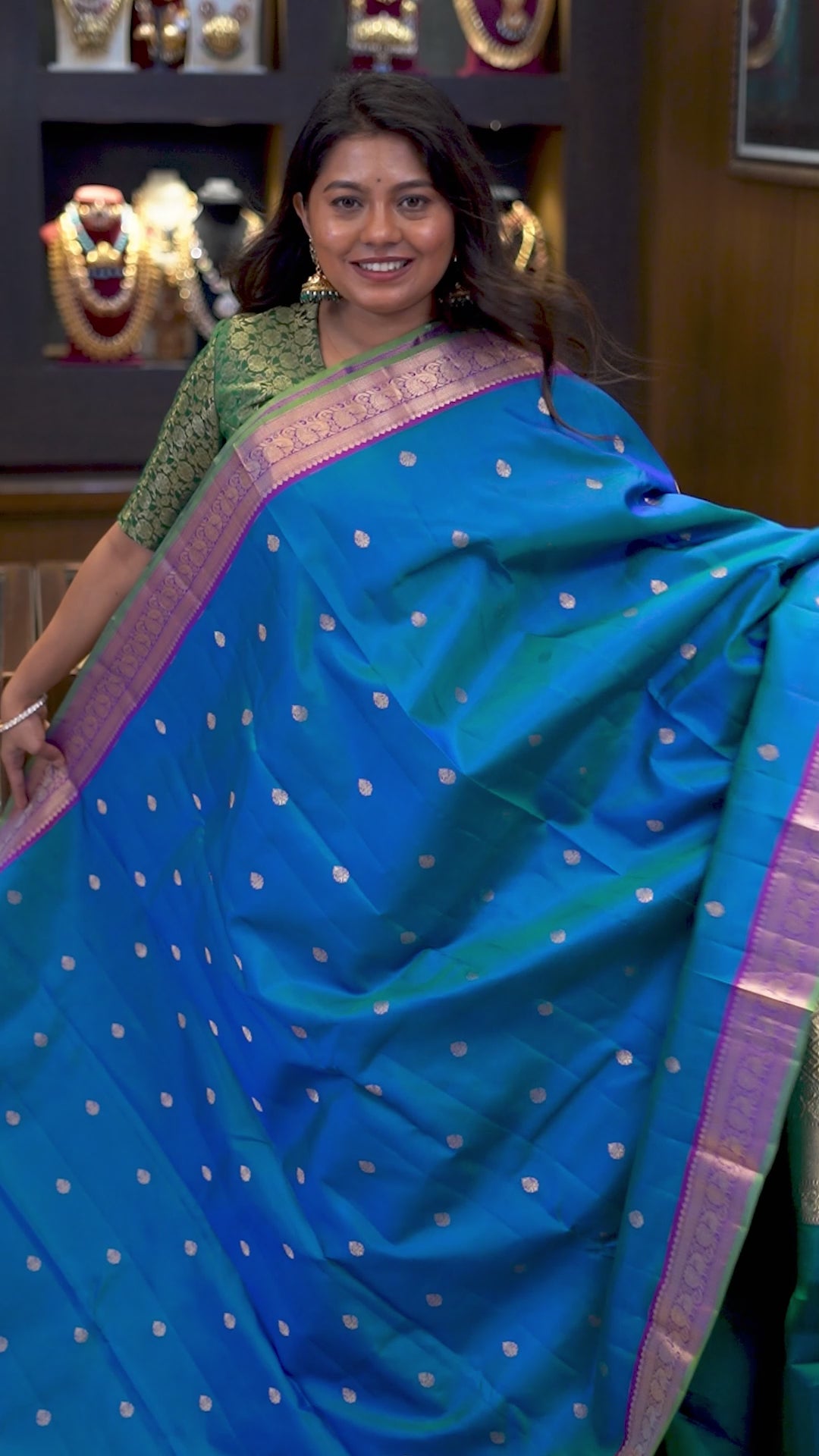 Peacock Blue Pure Kanchivaram Silk Saree