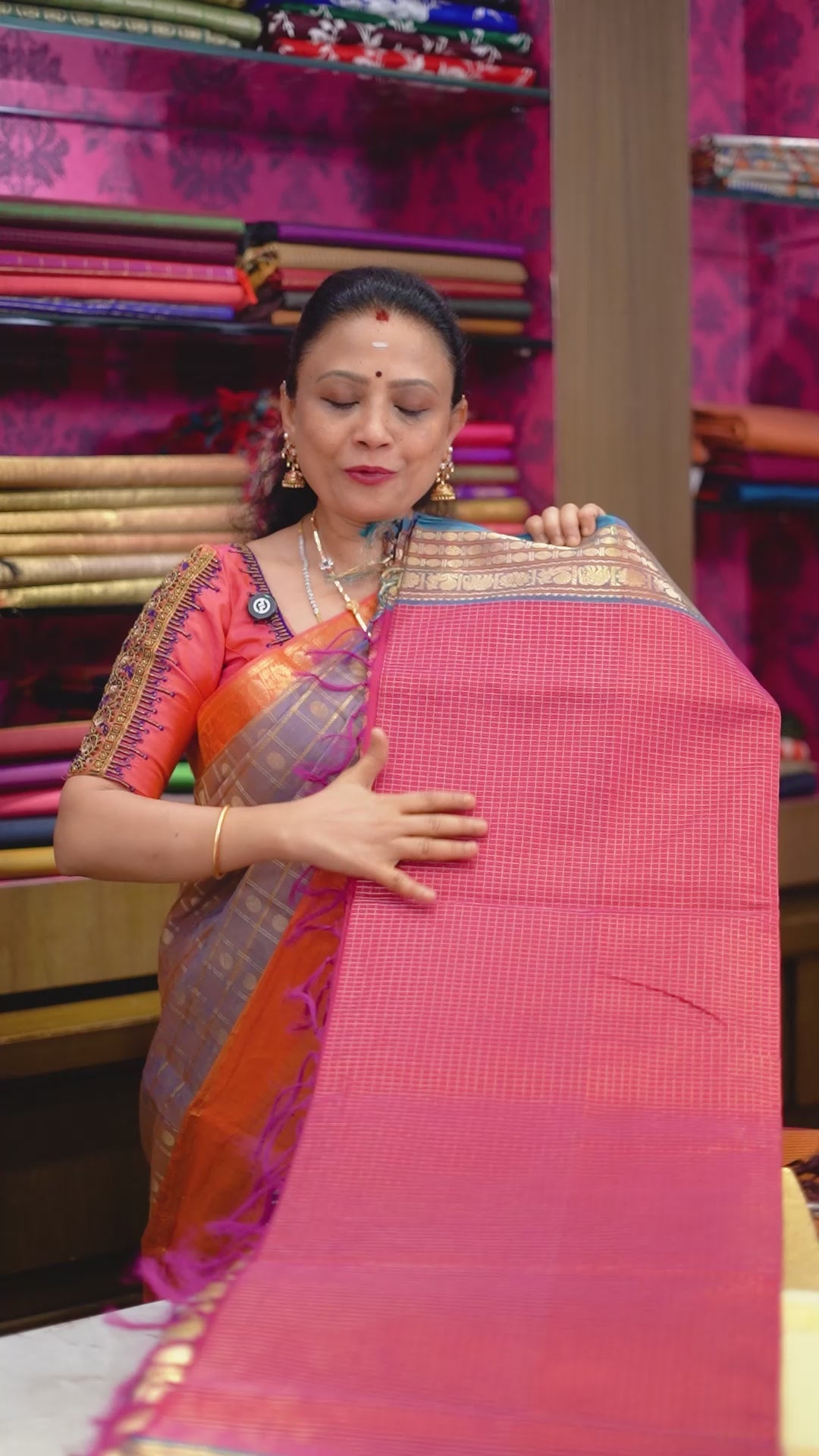 Pink- Karaikudi Chettinad Silk Cotton Saree