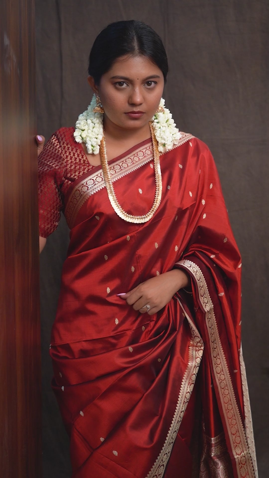 Maroon Pure Banarasi Katan Silk Saree