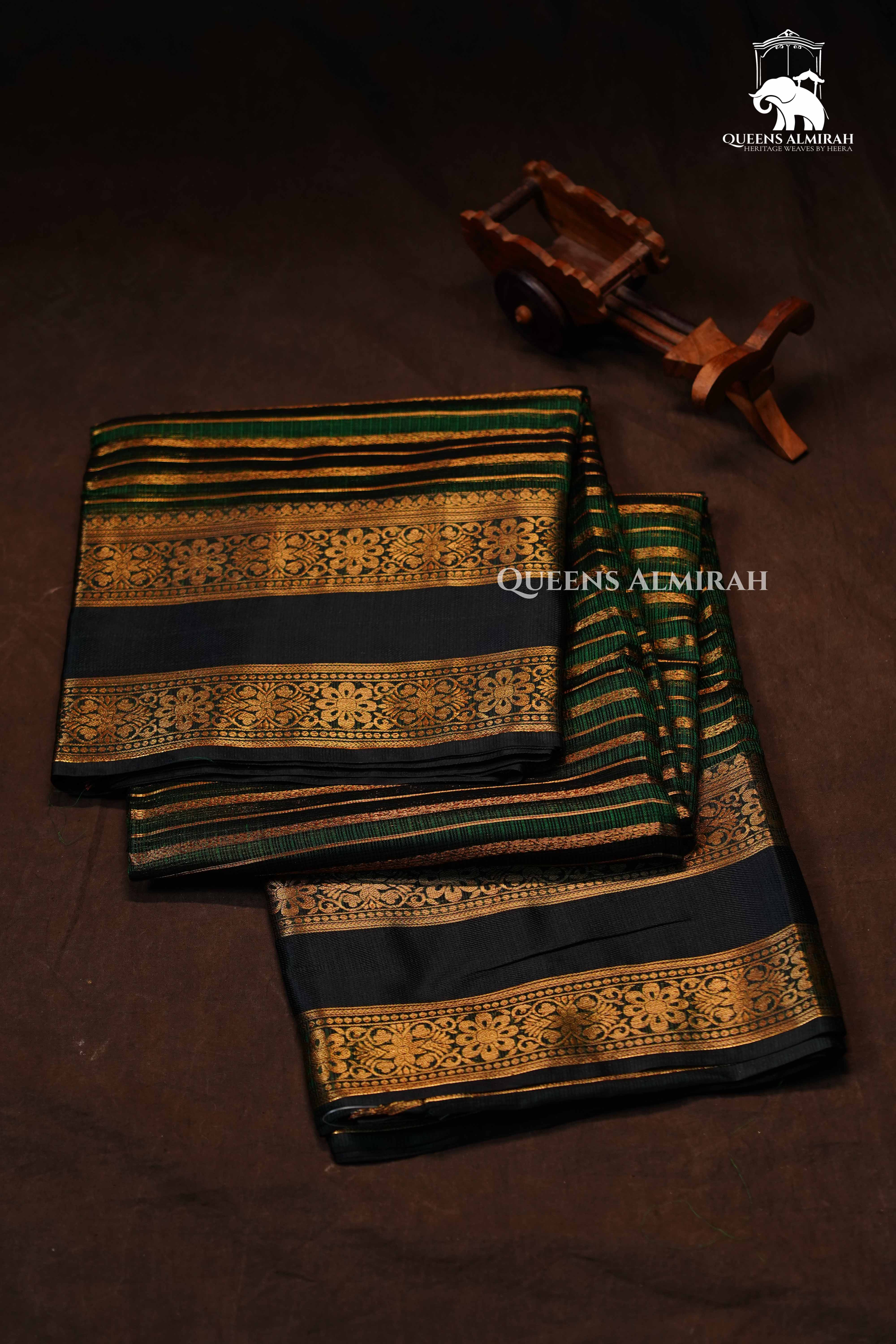 Dark Green Pure Kota Silk Saree