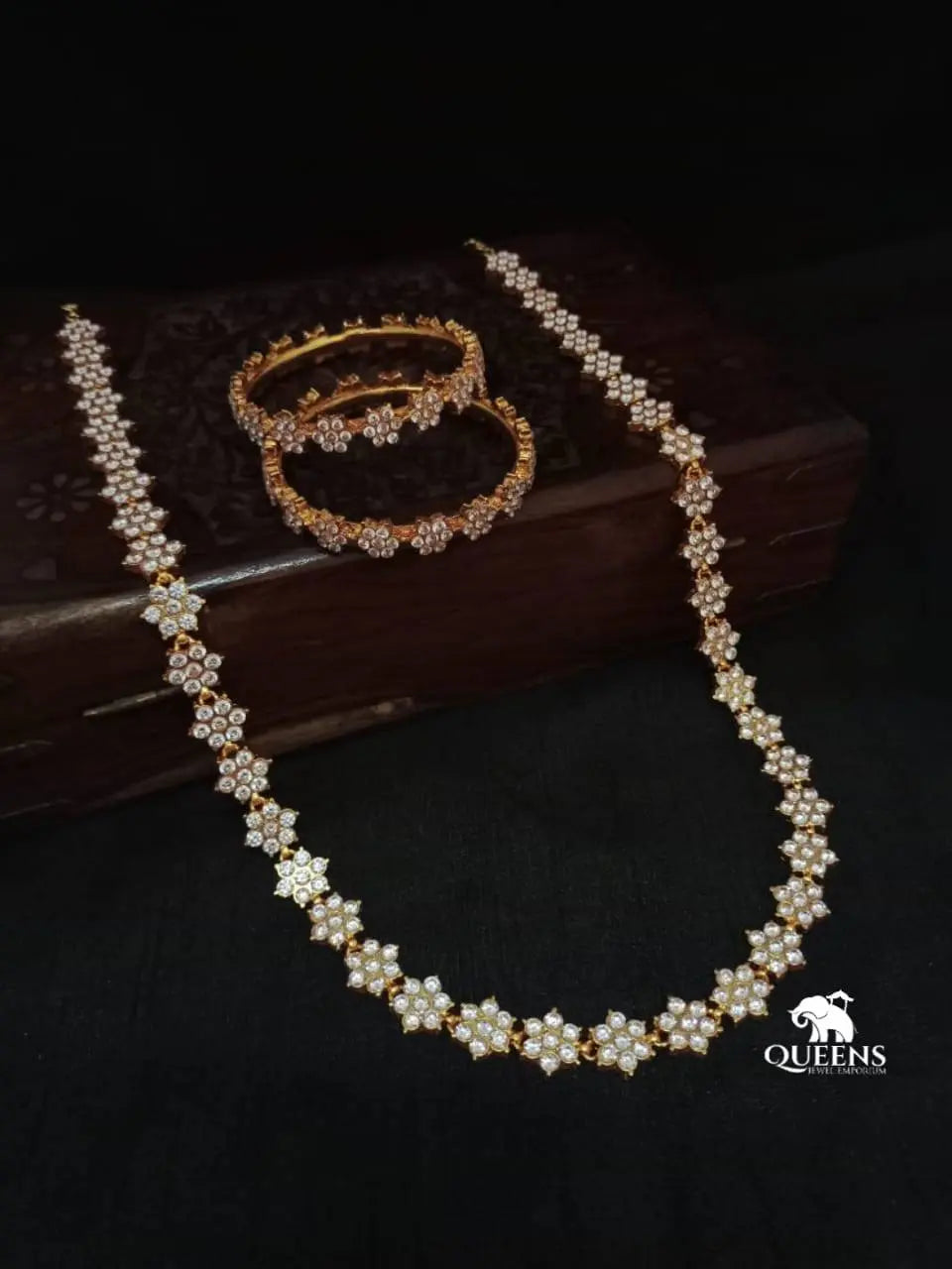 PADMINI ZIRCON HARAM AND BANGLES - Queens Jewel Emporium