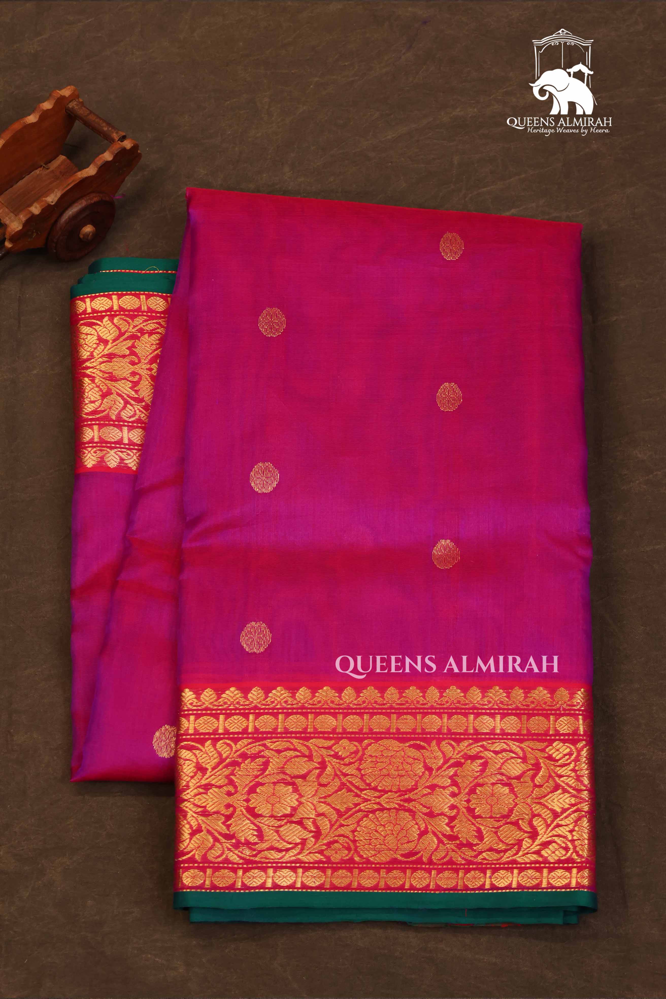 Purple With Red Chanderi Katan Silk Handloom Saree