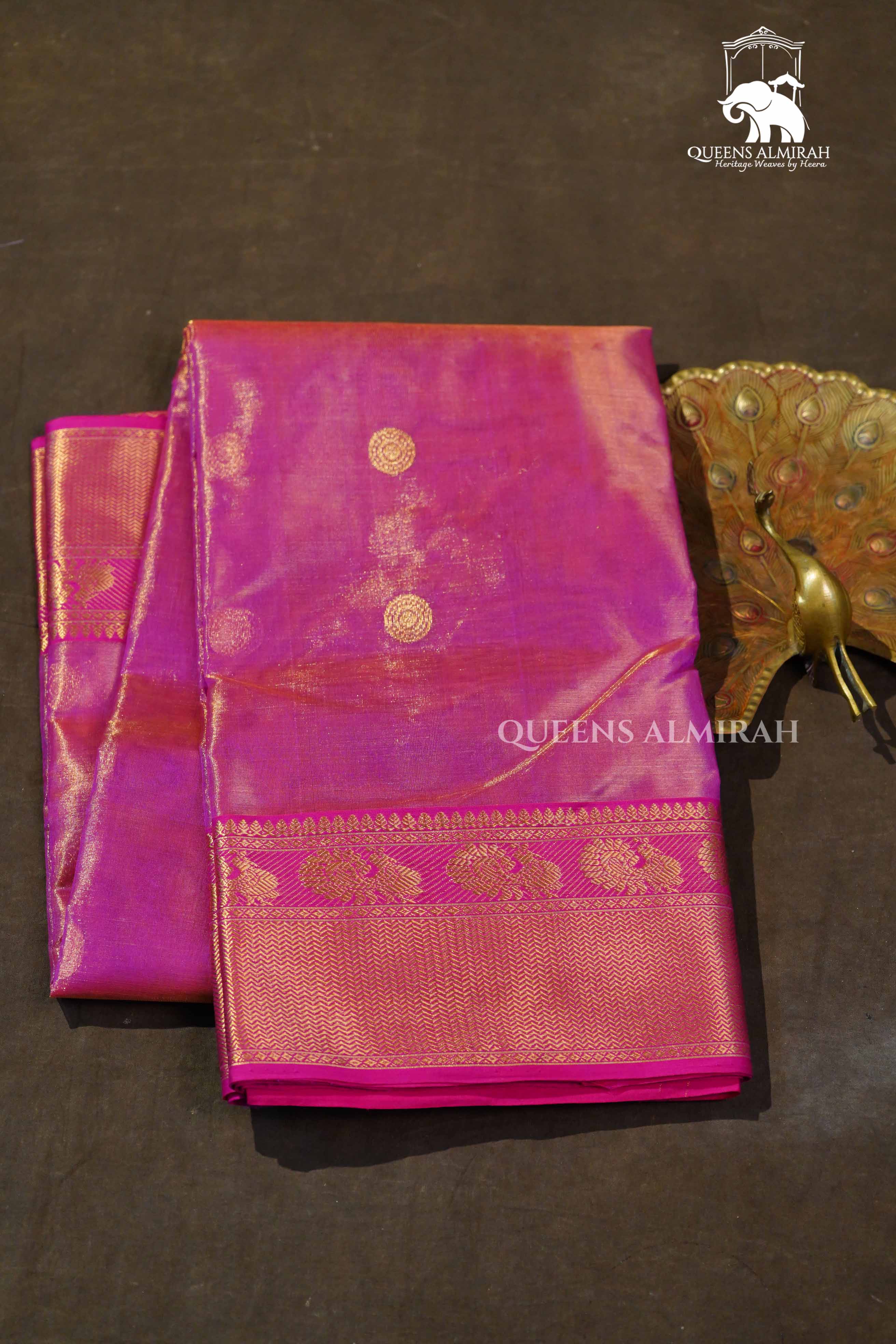 Pink Tissue Chanderi Katan Silk Handloom Saree