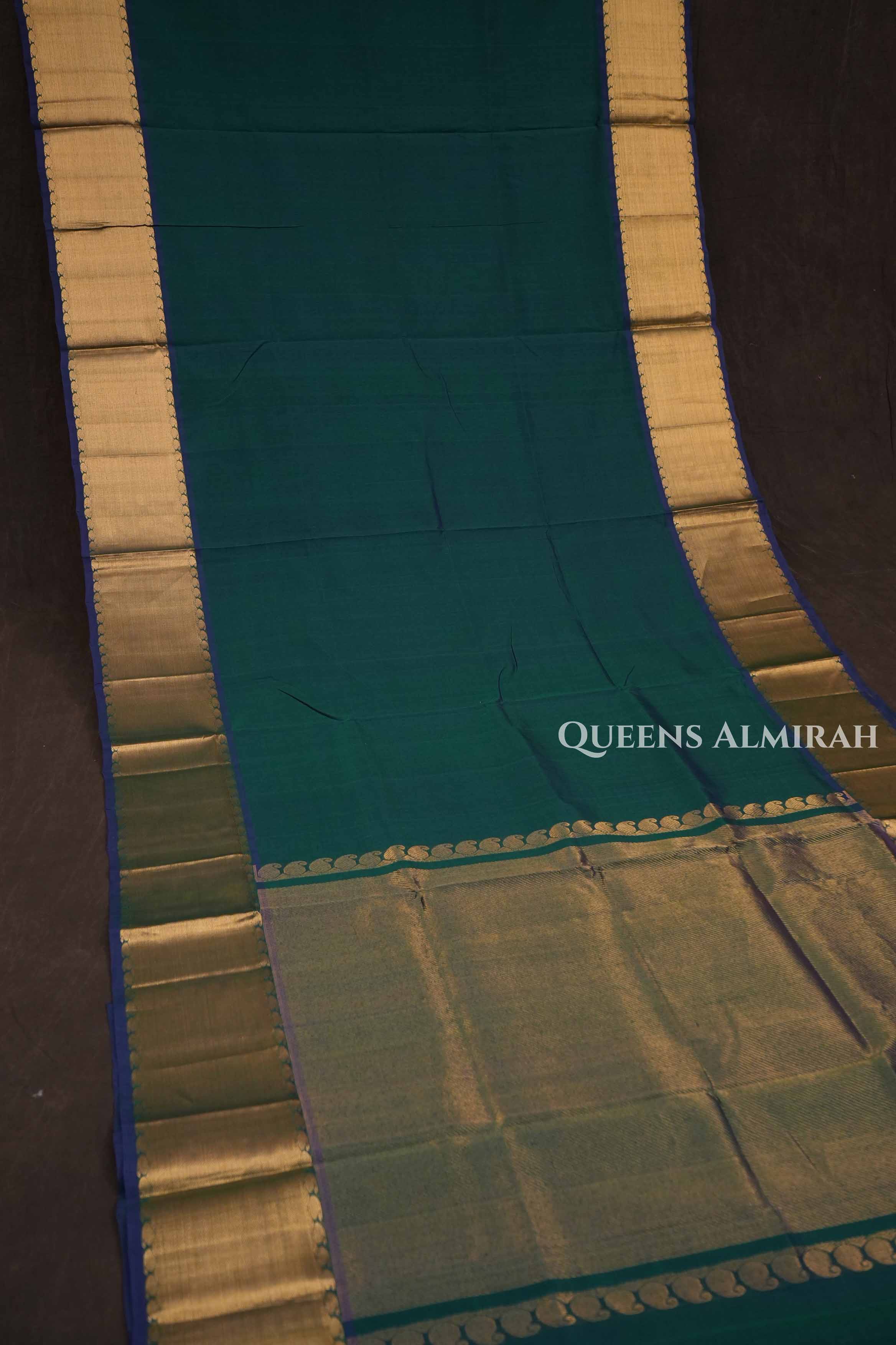 Dark Green Pure Silk Cotton Saree