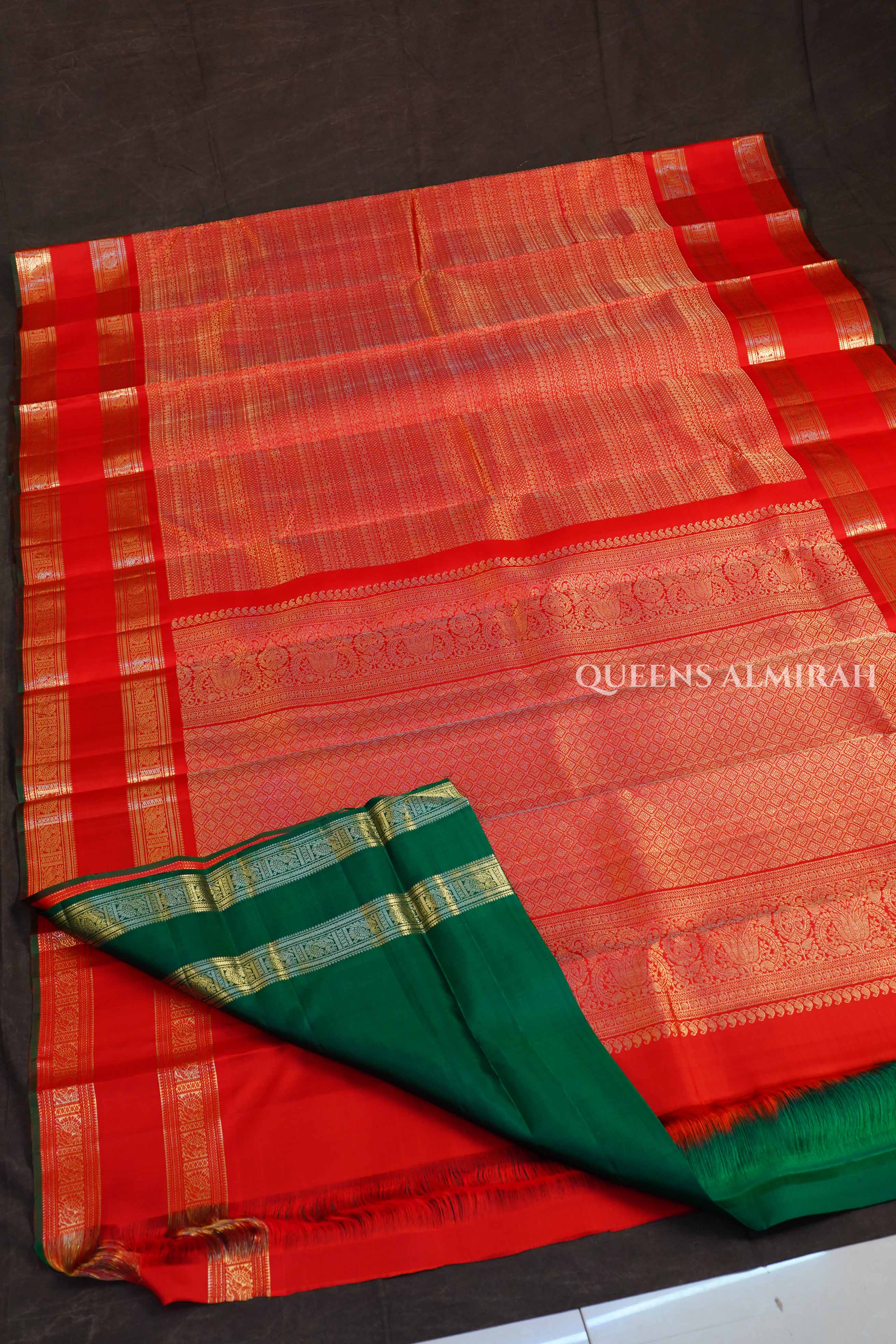 Tomato Red Pure Kanchivaram Silk Saree