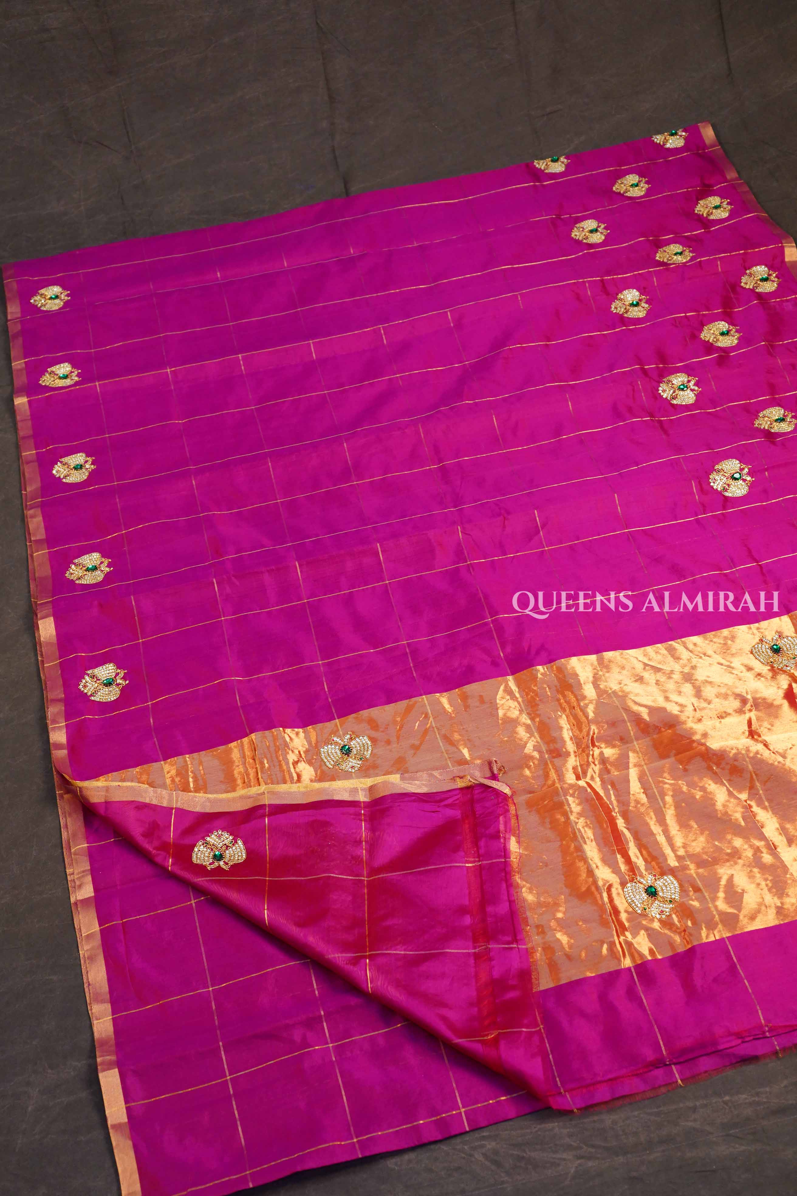Magenta Pink Ganda Berunda Chanderi Silk Saree