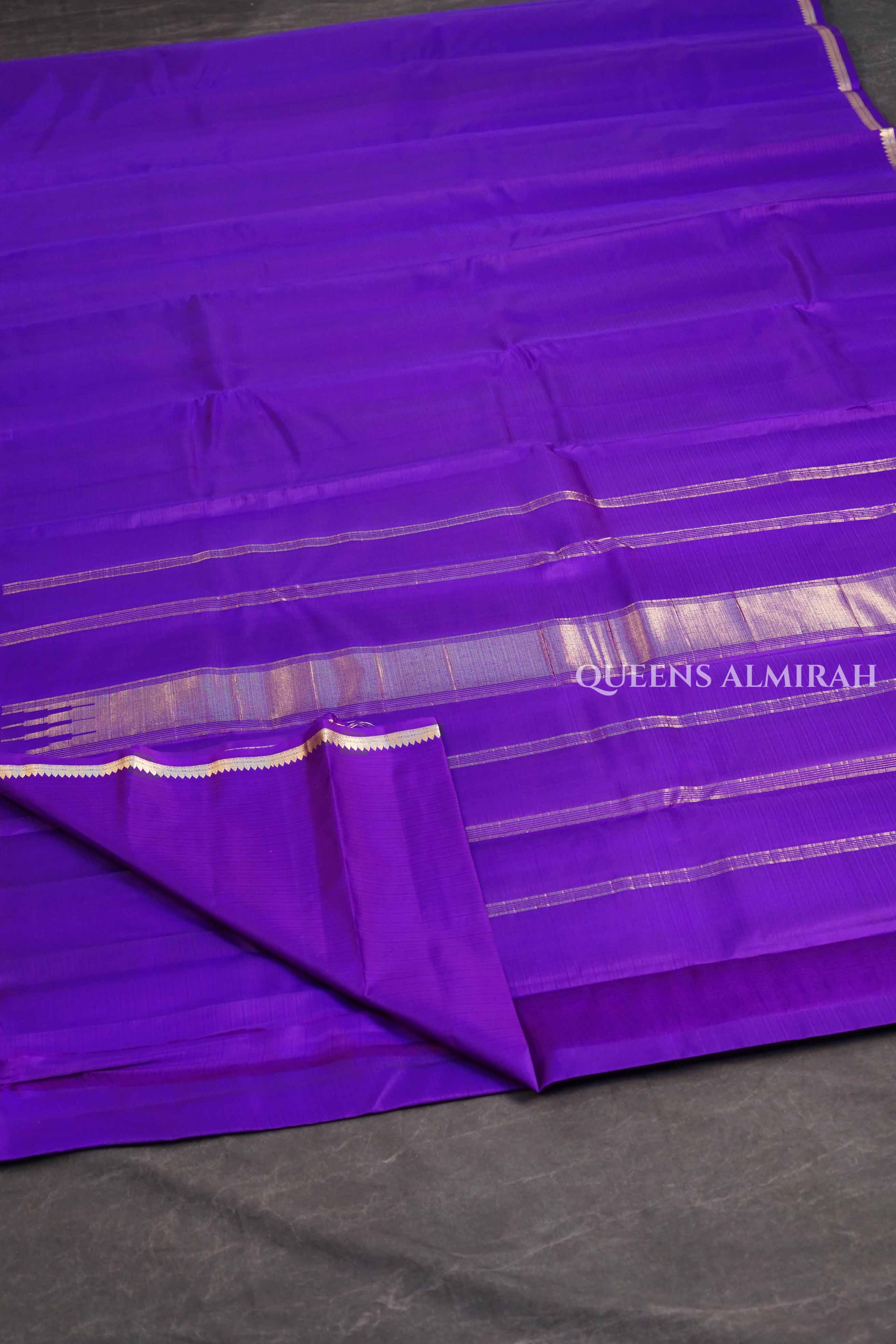 Purple With Thin Border Pure Kanchivaram Silk Saree