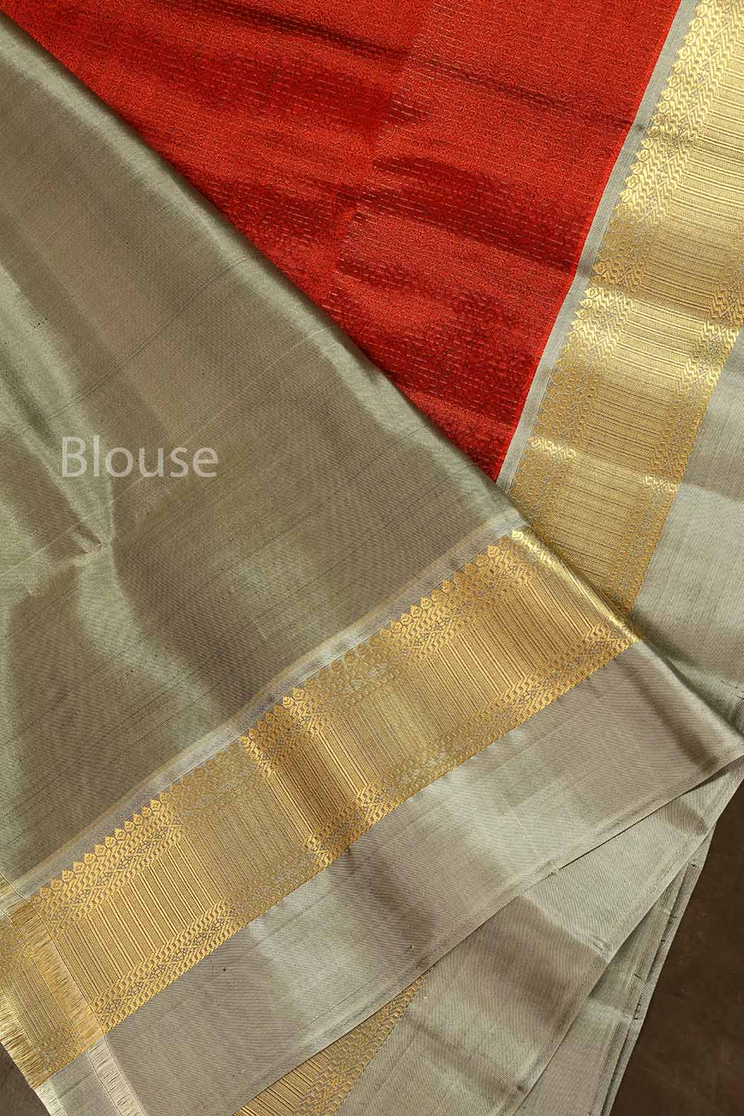 Maroon With Grey Pure Soft Silk Saree
