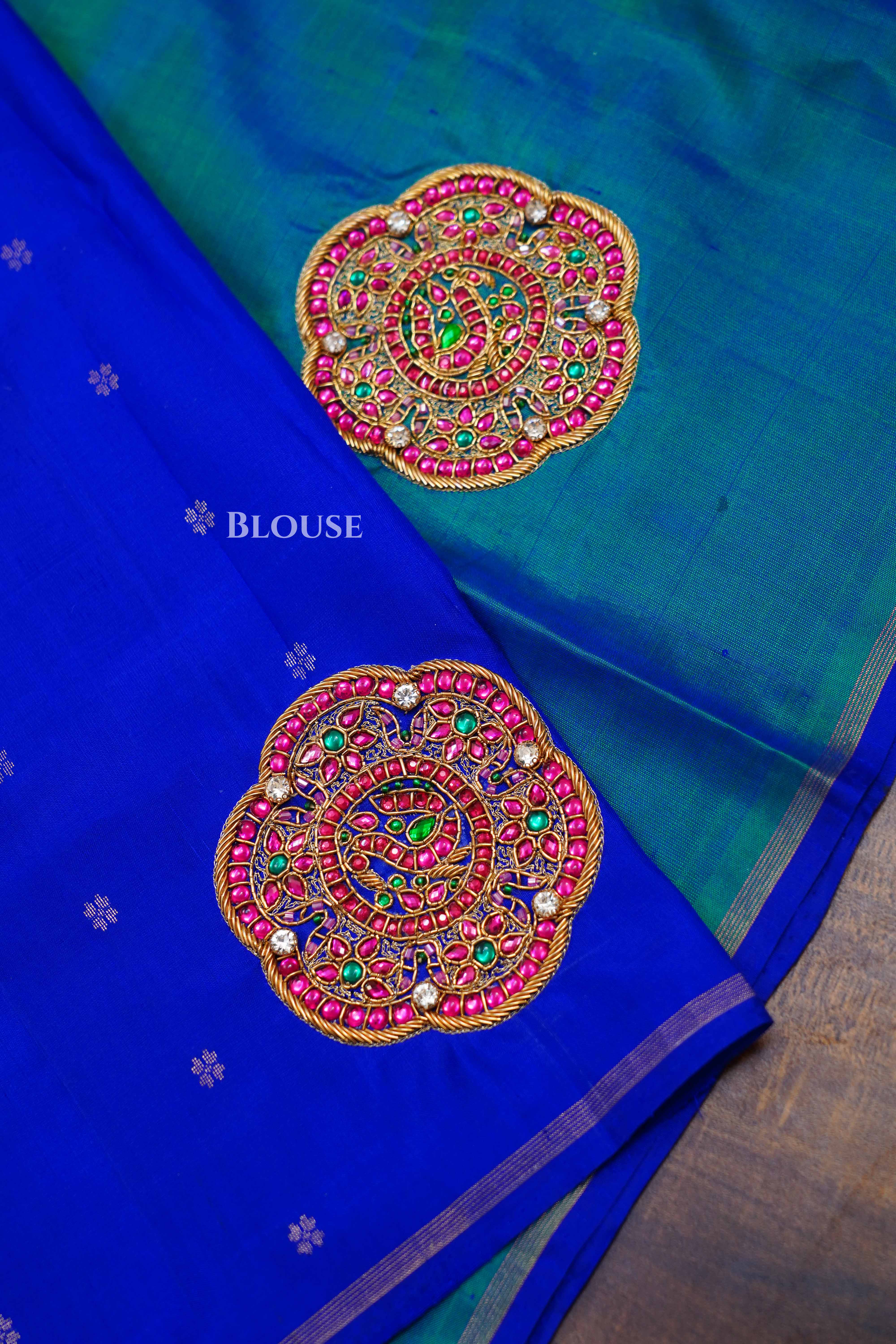 Peacock Green Designer Silk Saree