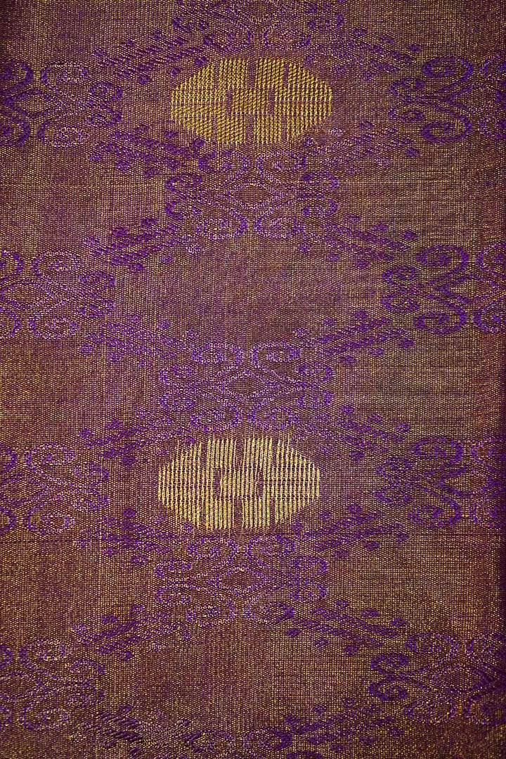 RICH PURPLE WITH RAMAR GREEN TISSUE KANCHI SILK SAREE - Queens Jewel Emporium