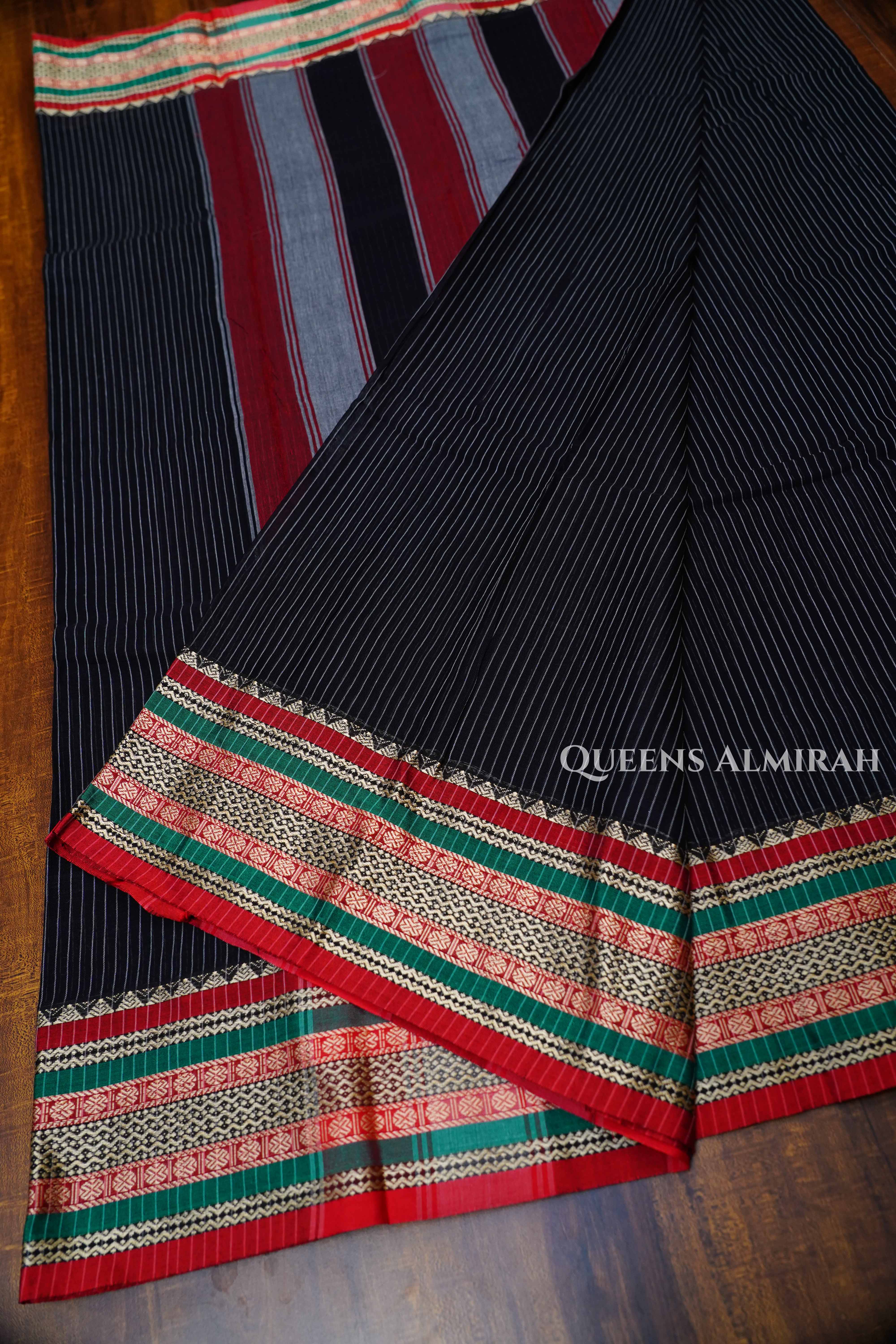Charcoal Grey Narayanpet Cotton Saree