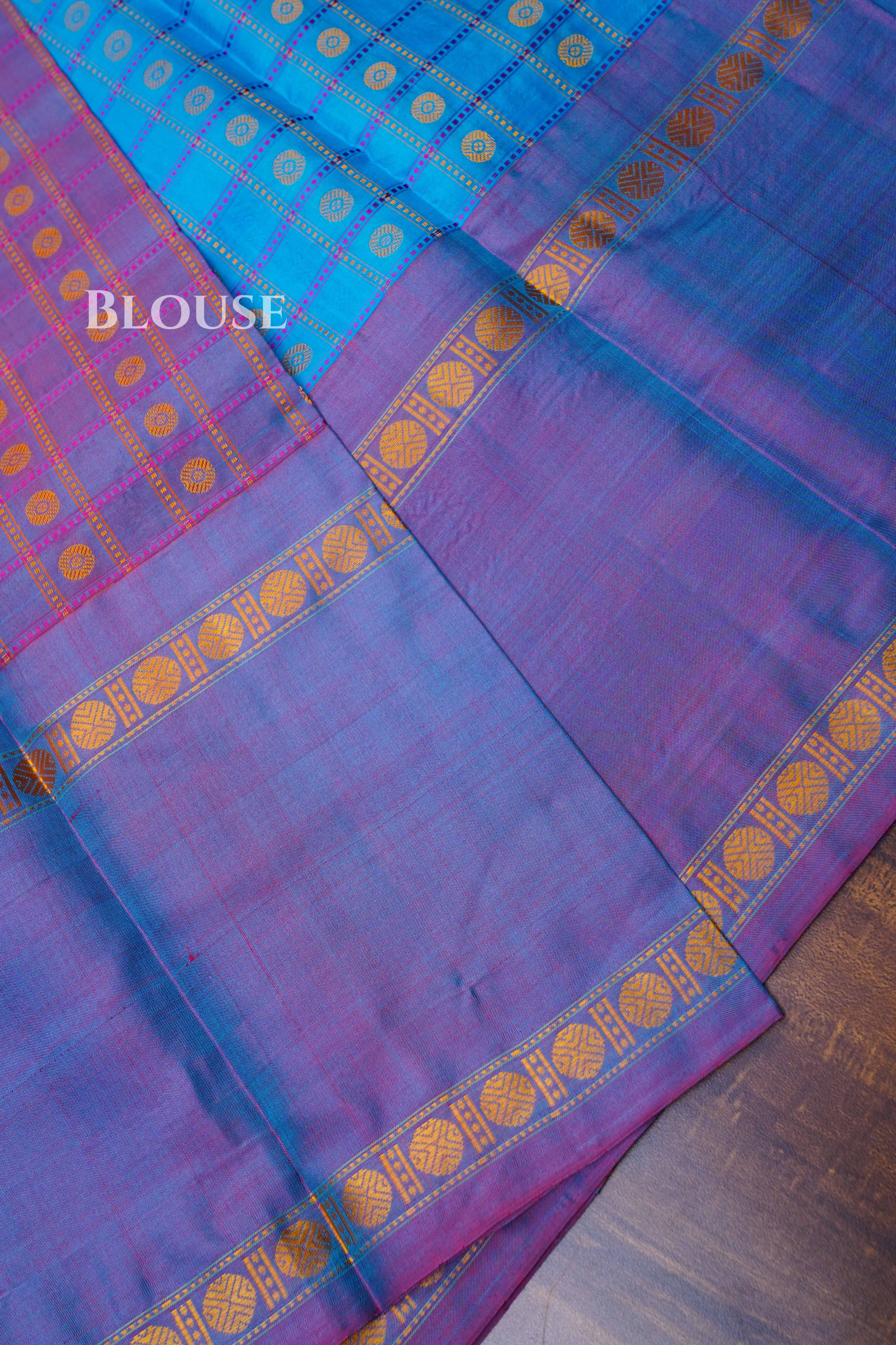 Sea Blue Pure Kanchivaram Silk Saree