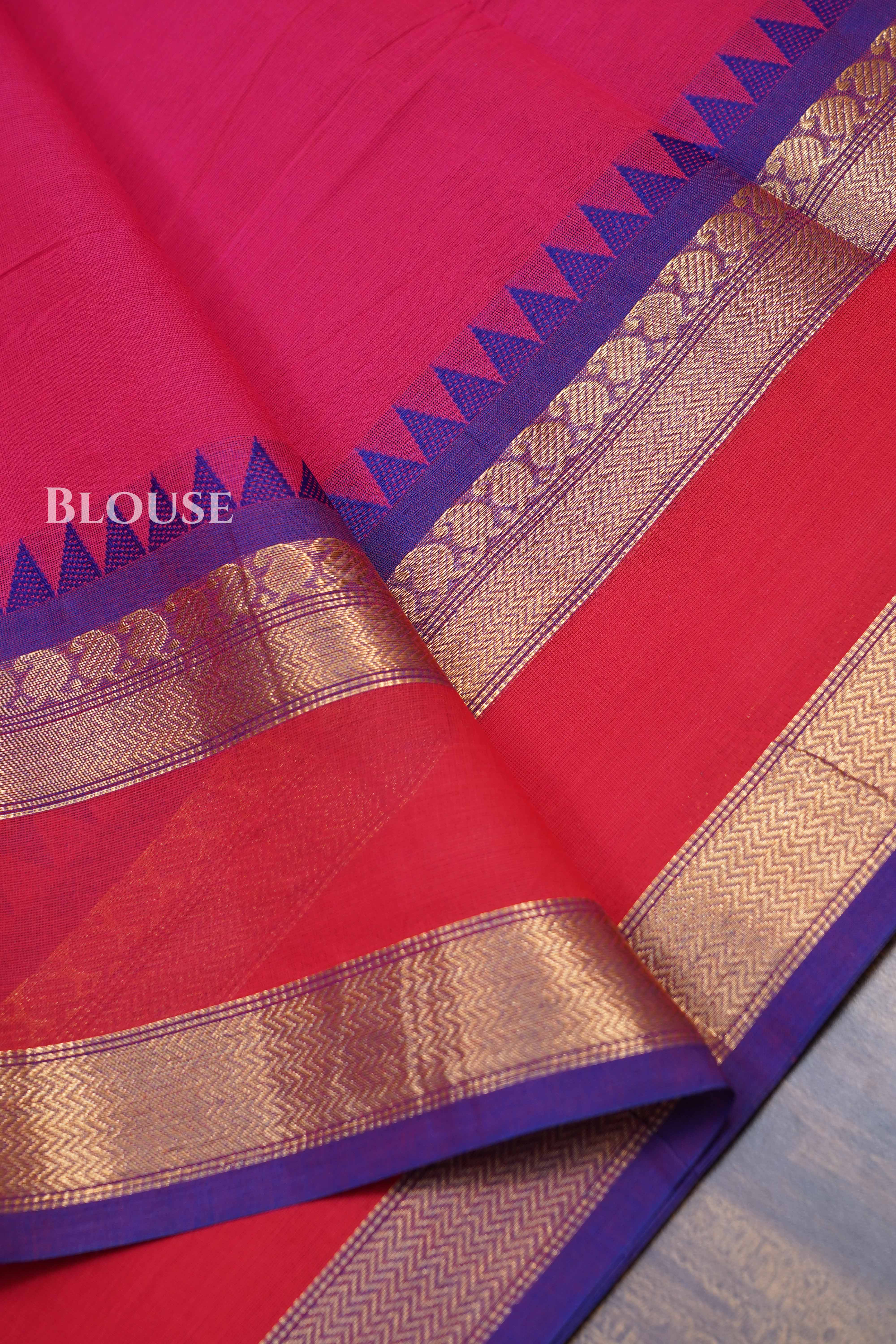Dark Pink With Purple Kanchi Cotton Saree