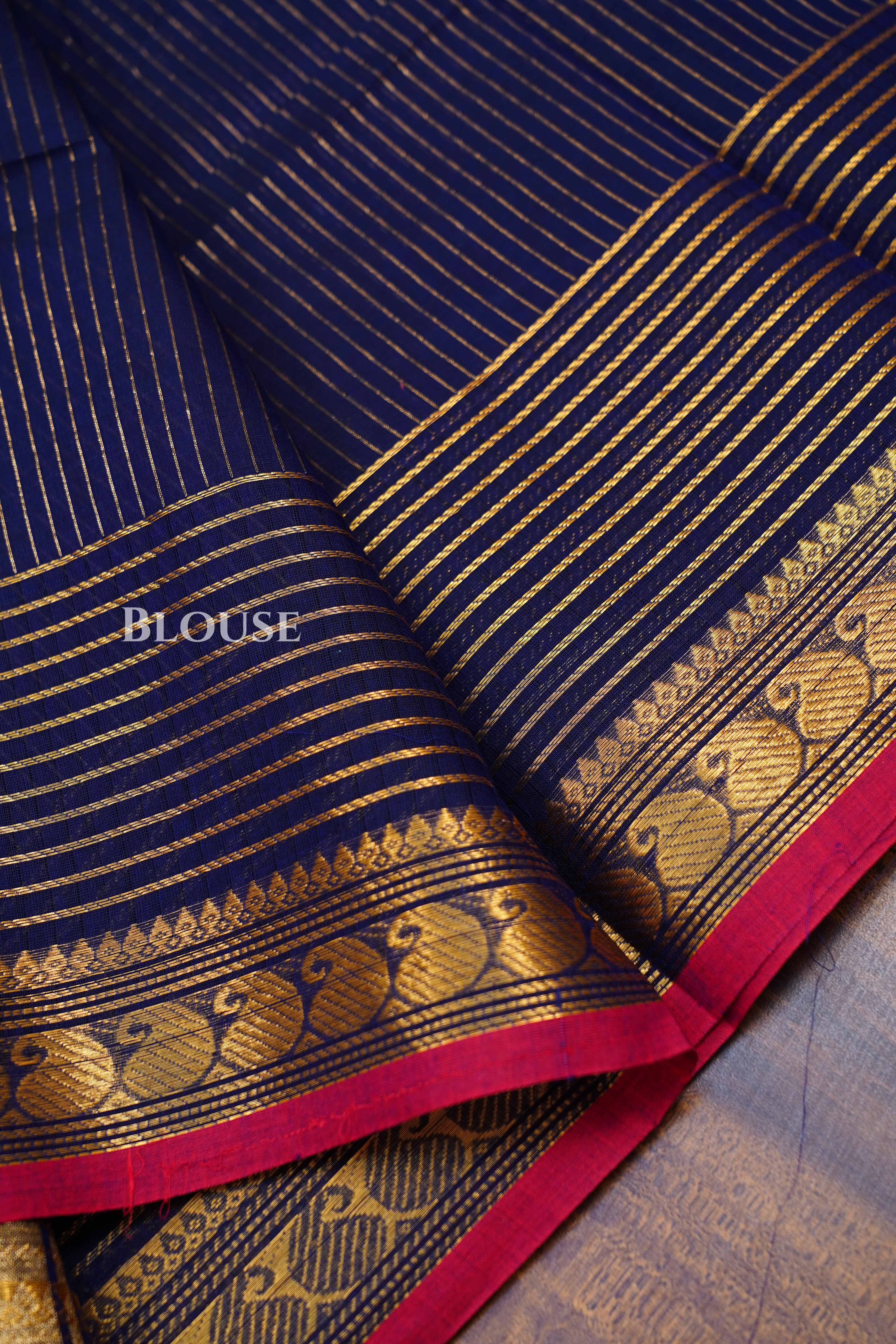 Navy Blue Kanchi Cotton Saree
