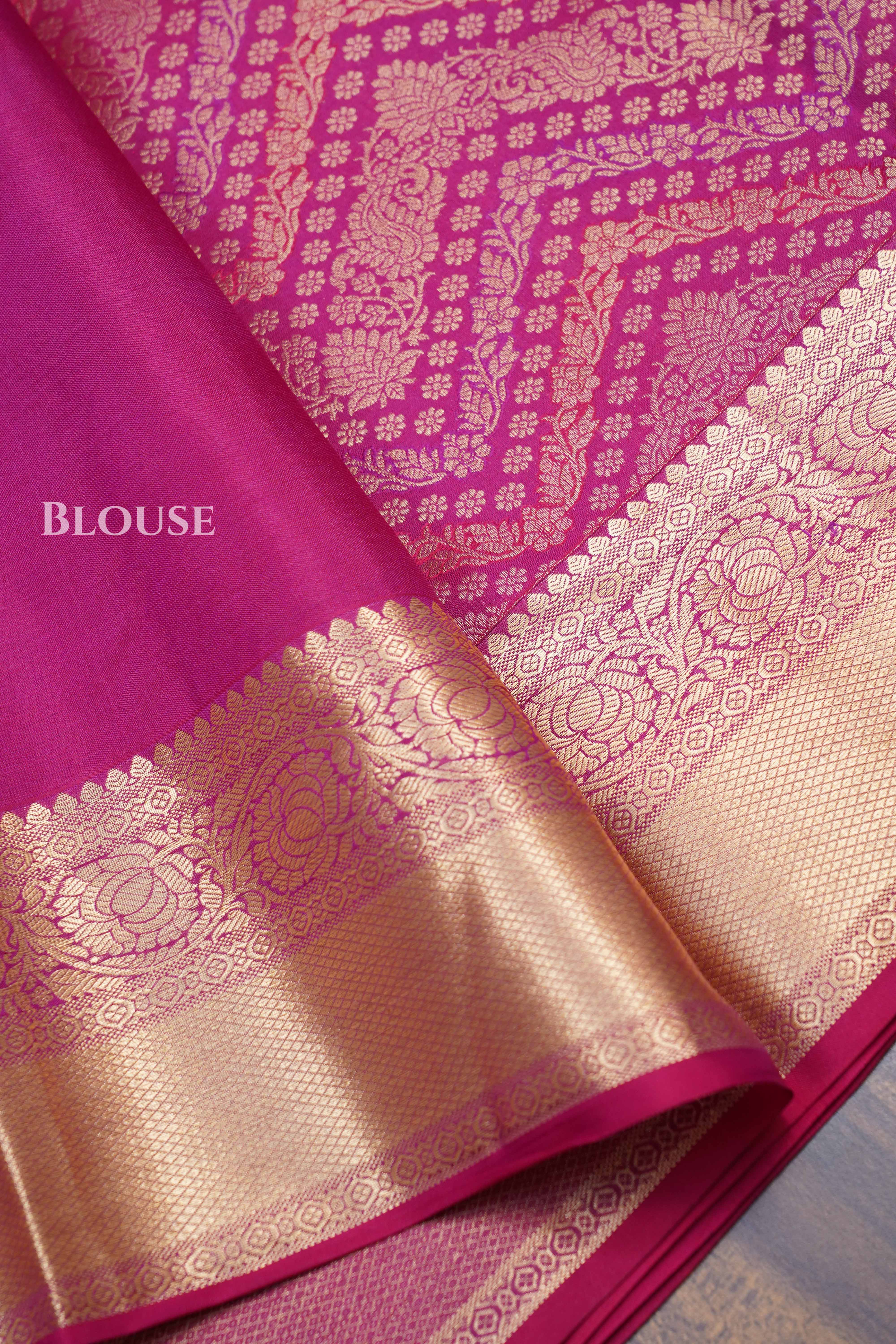 Dark Pink Pure Kanchivaram Silk Saree