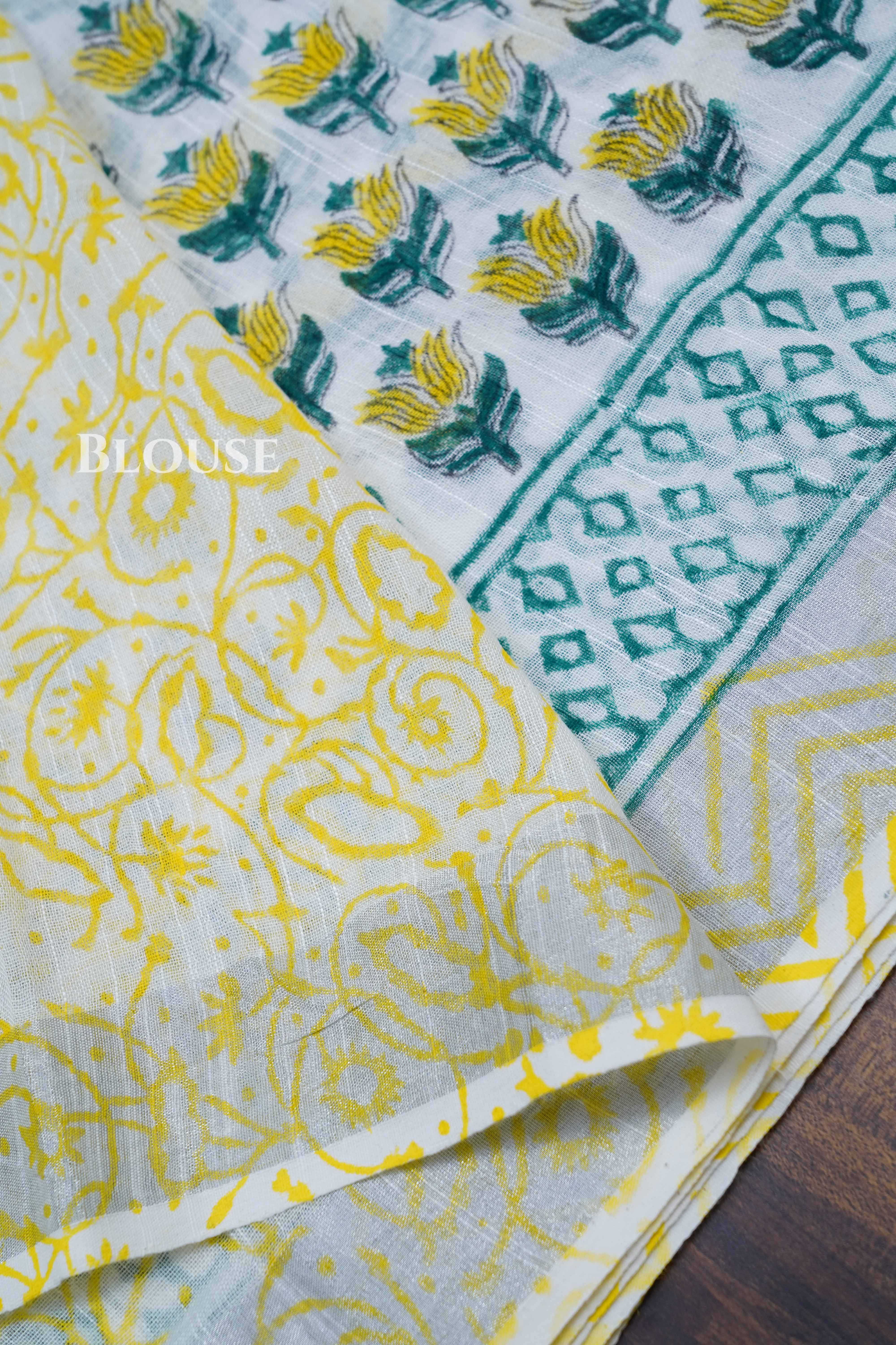 White Linen Cotton Saree