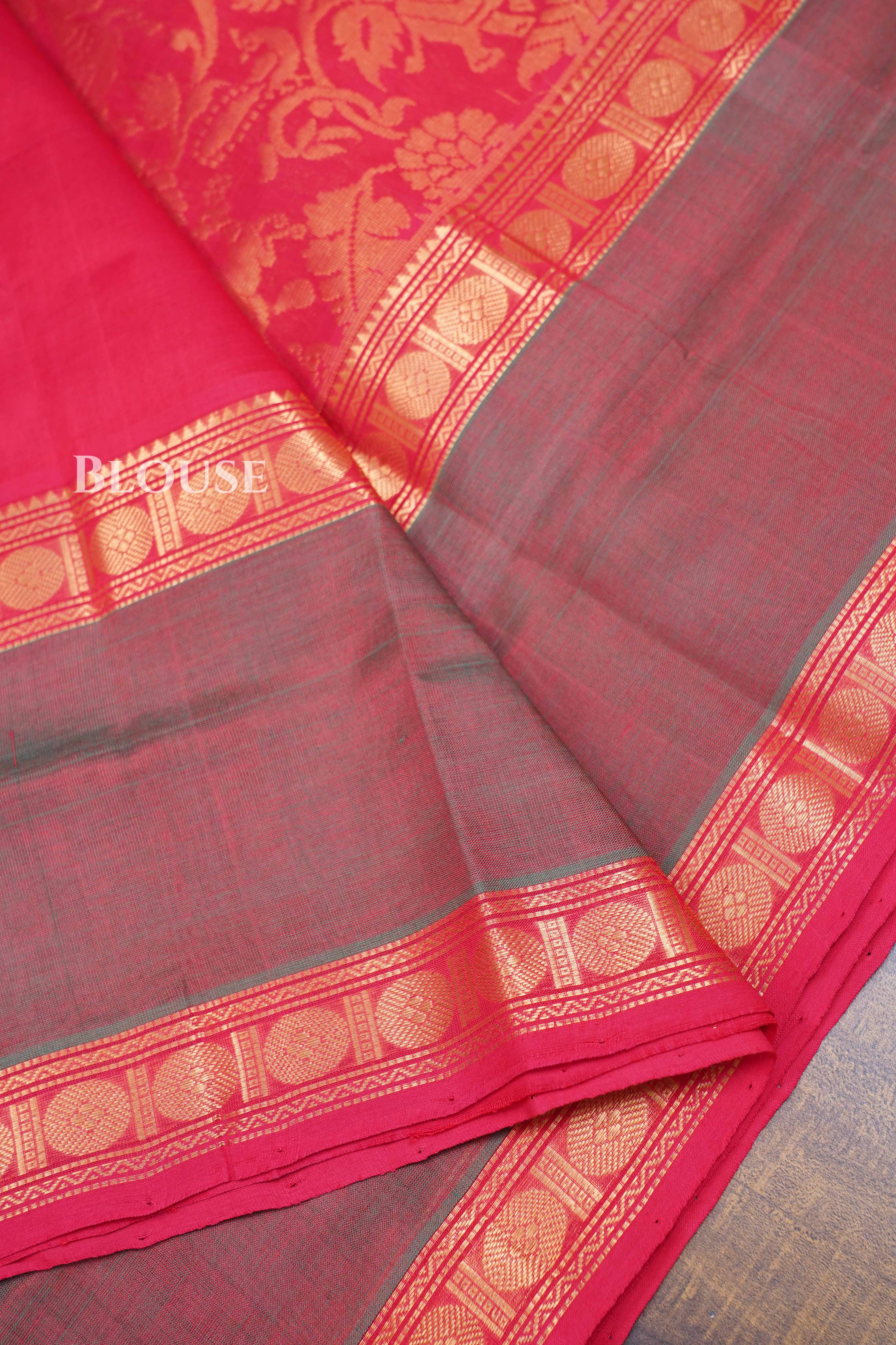Red Vanasingaram Pure Kanchi Silk Cotton Saree