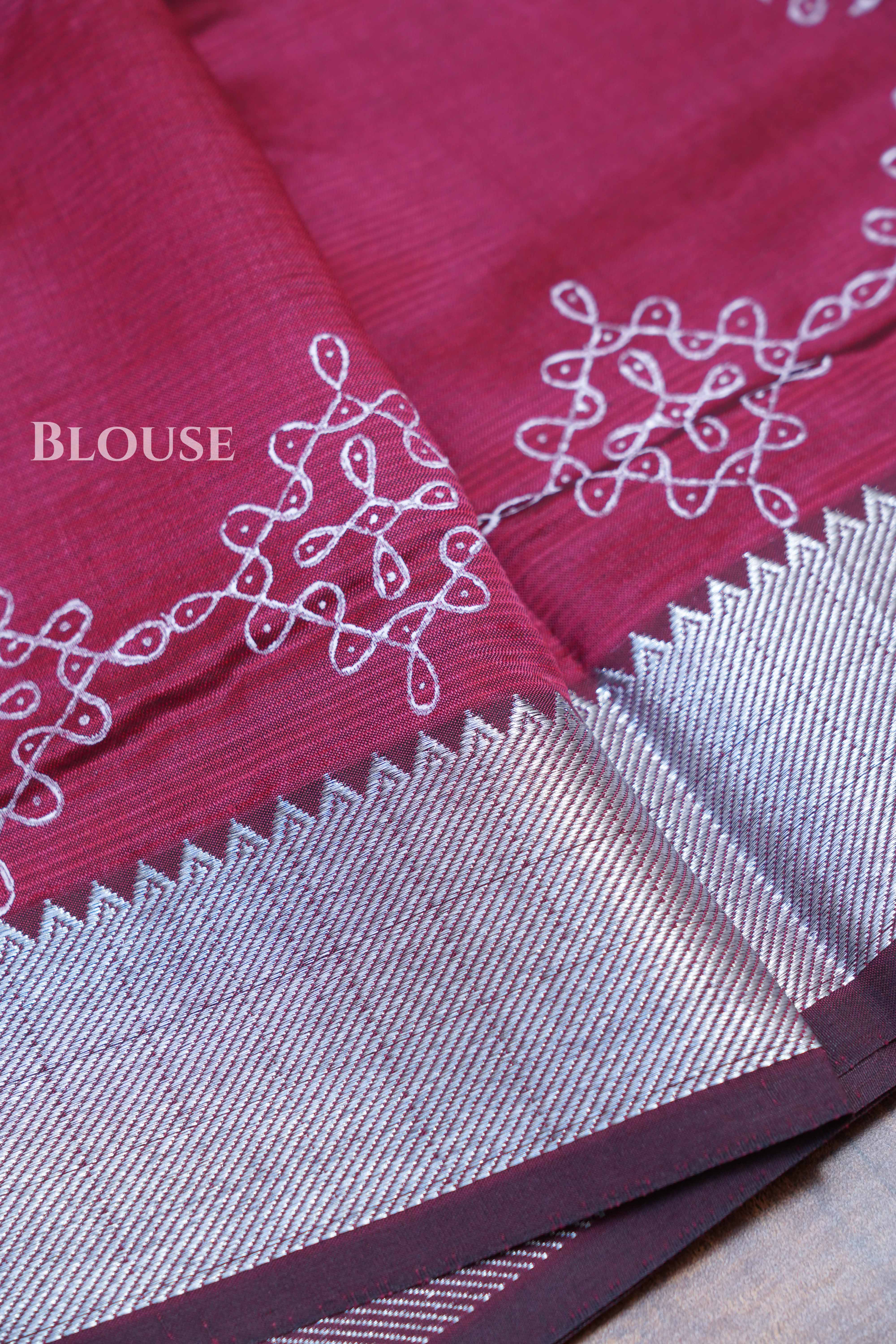 Light Burgundy Mangalgiri Saree