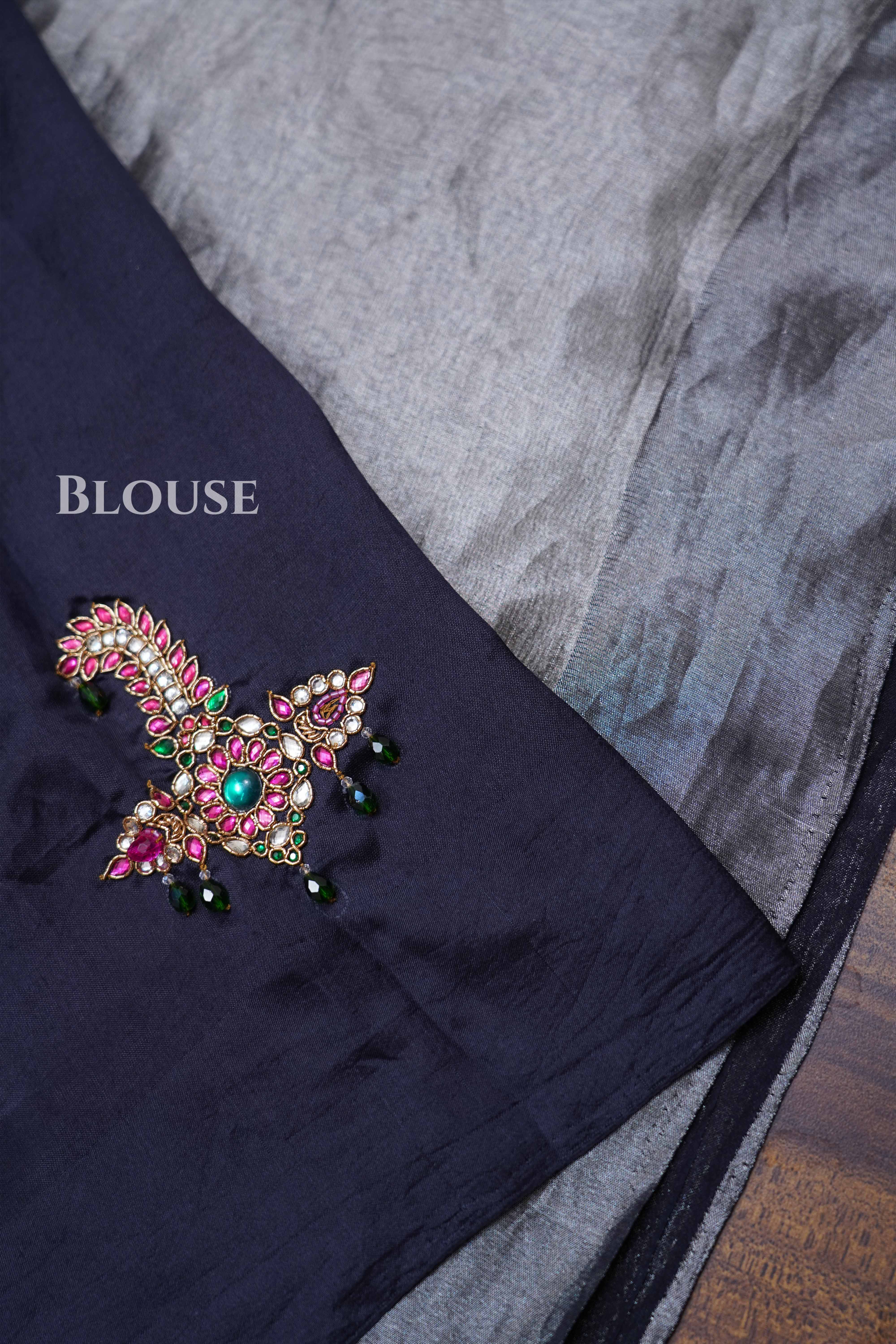 Sarpech Embroidery Banarasi Tissue Saree