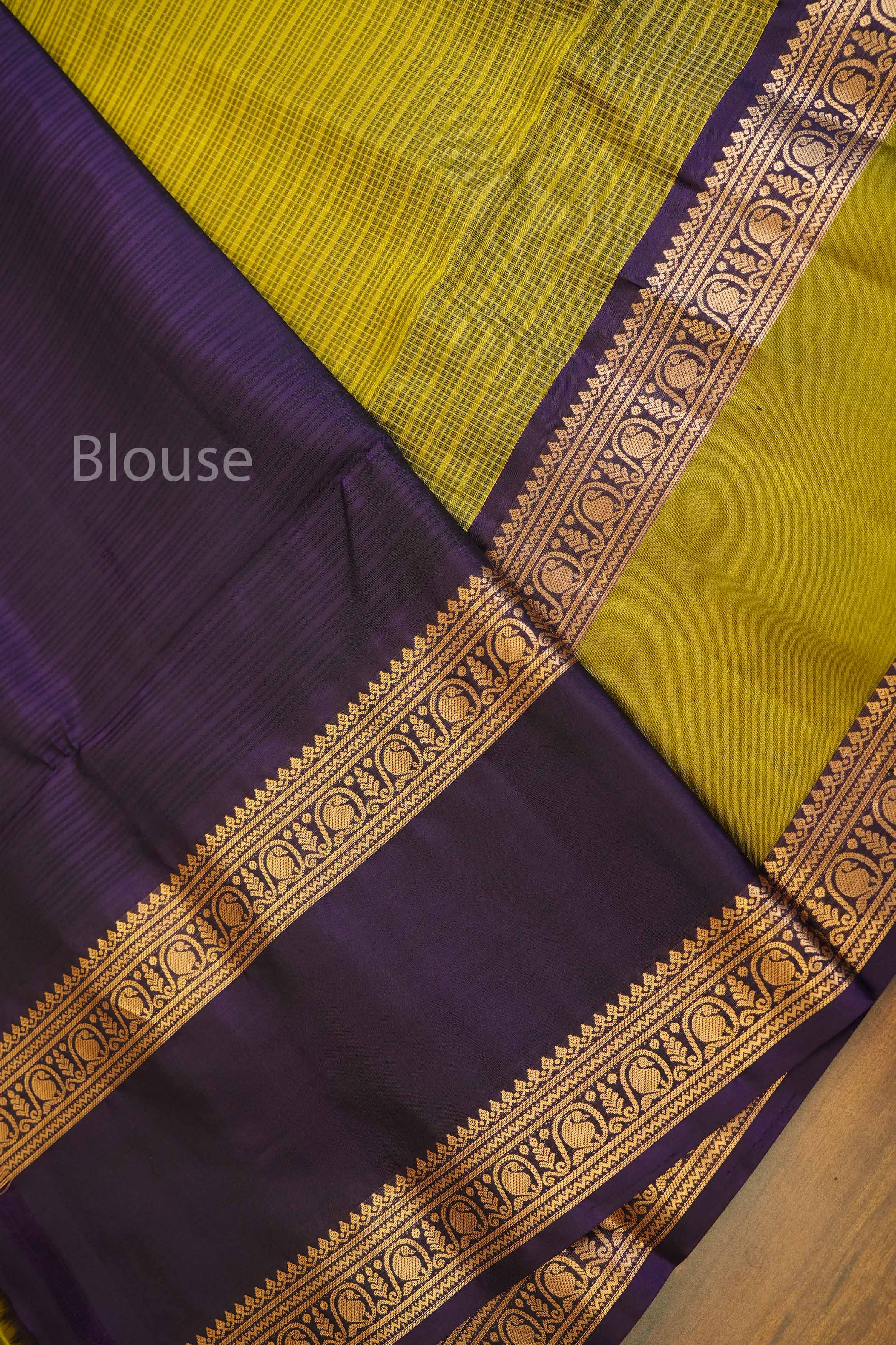 Green Payadi With Dark Violet Pure Soft Silk Saree