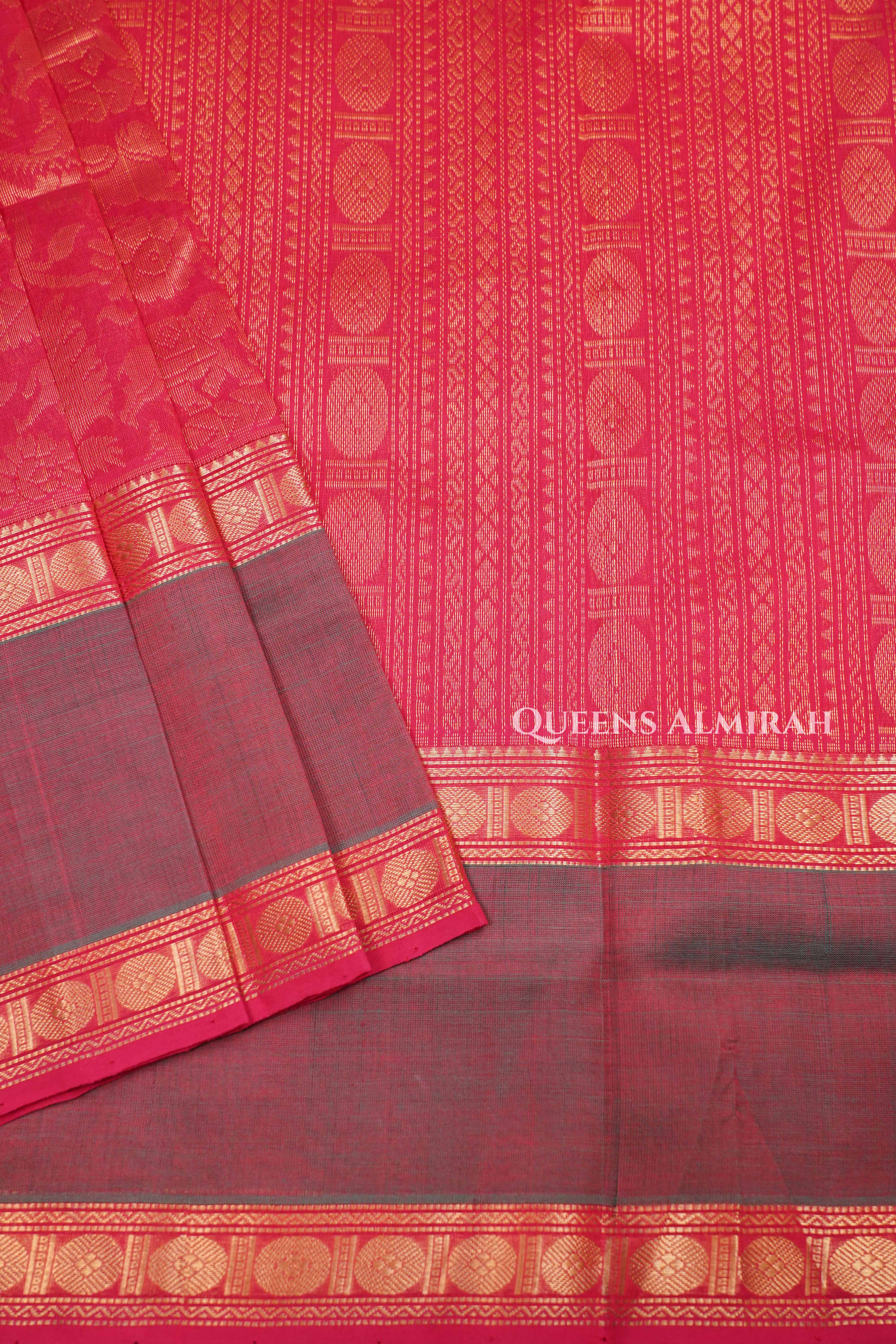 Red Vanasingaram Pure Kanchi Silk Cotton Saree