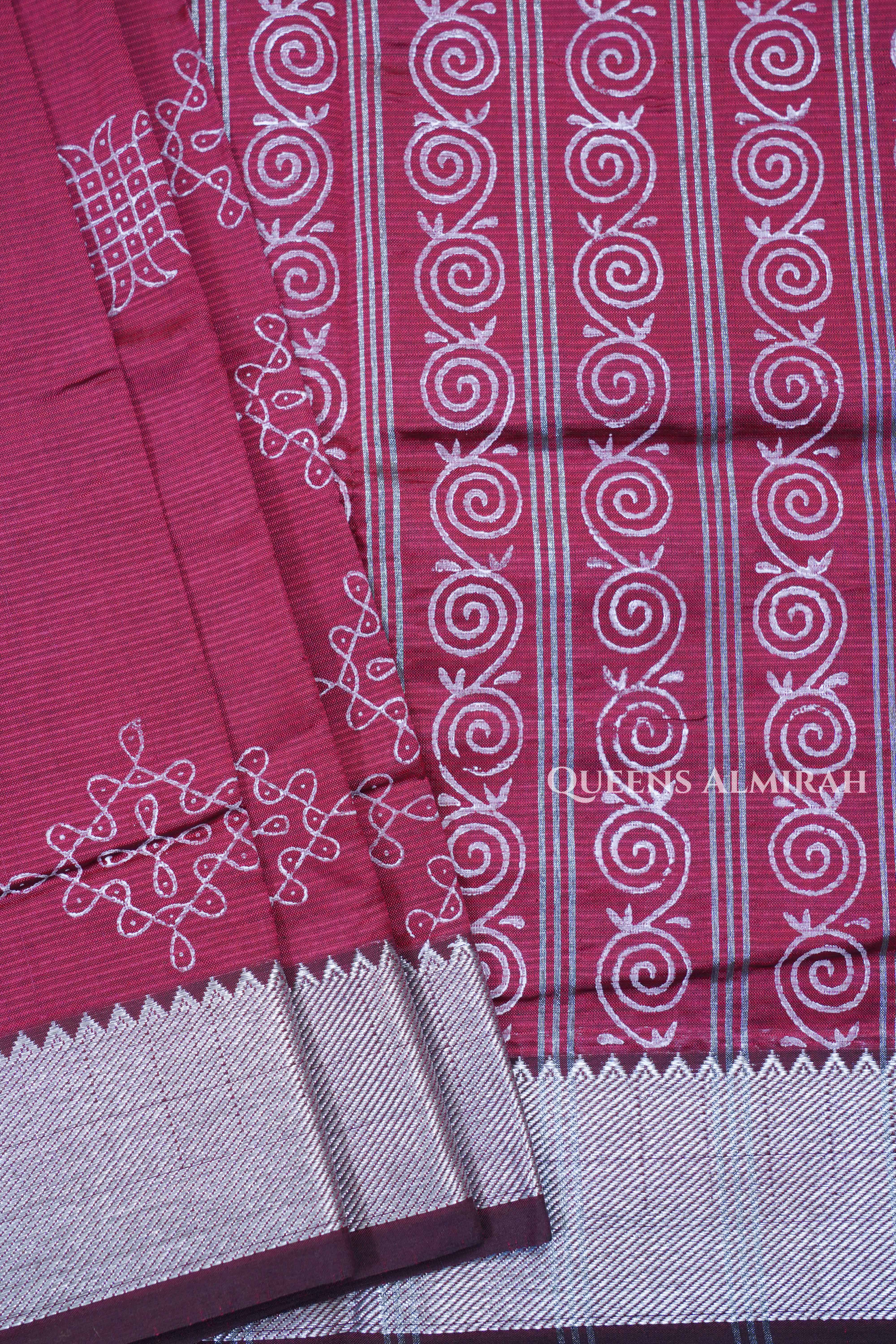 Light Burgundy Mangalgiri Saree