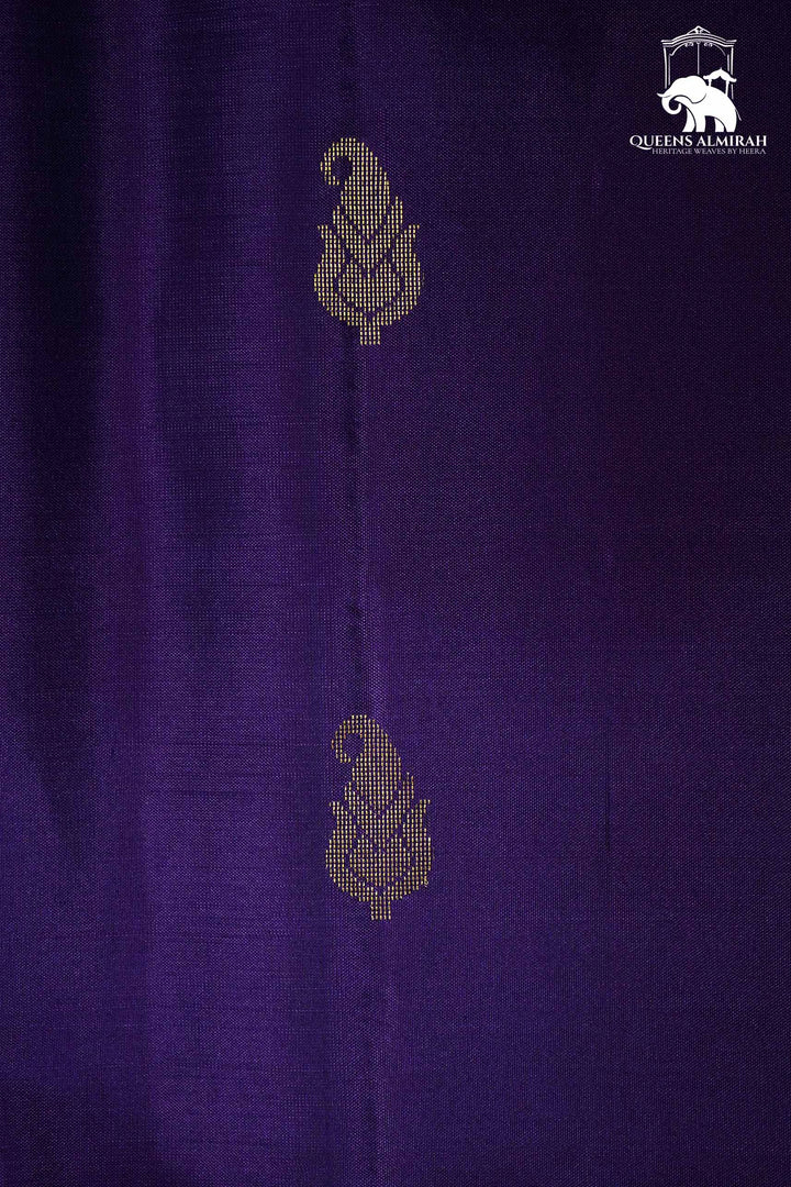 DARK PURPLE WITH WOVEN BORDER SOFT SILK SAREE - Queens Jewel Emporium