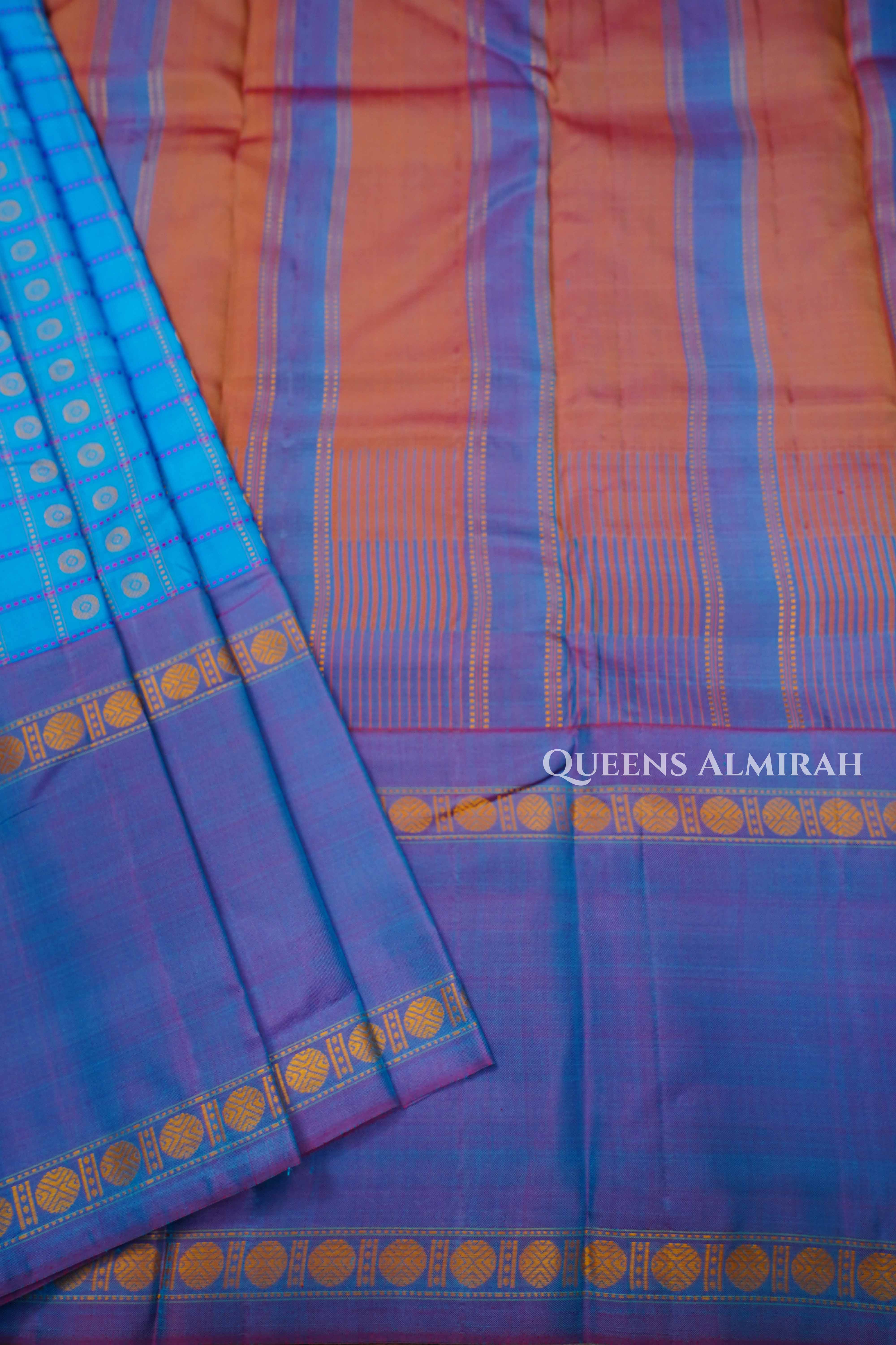 Sea Blue Pure Kanchivaram Silk Saree