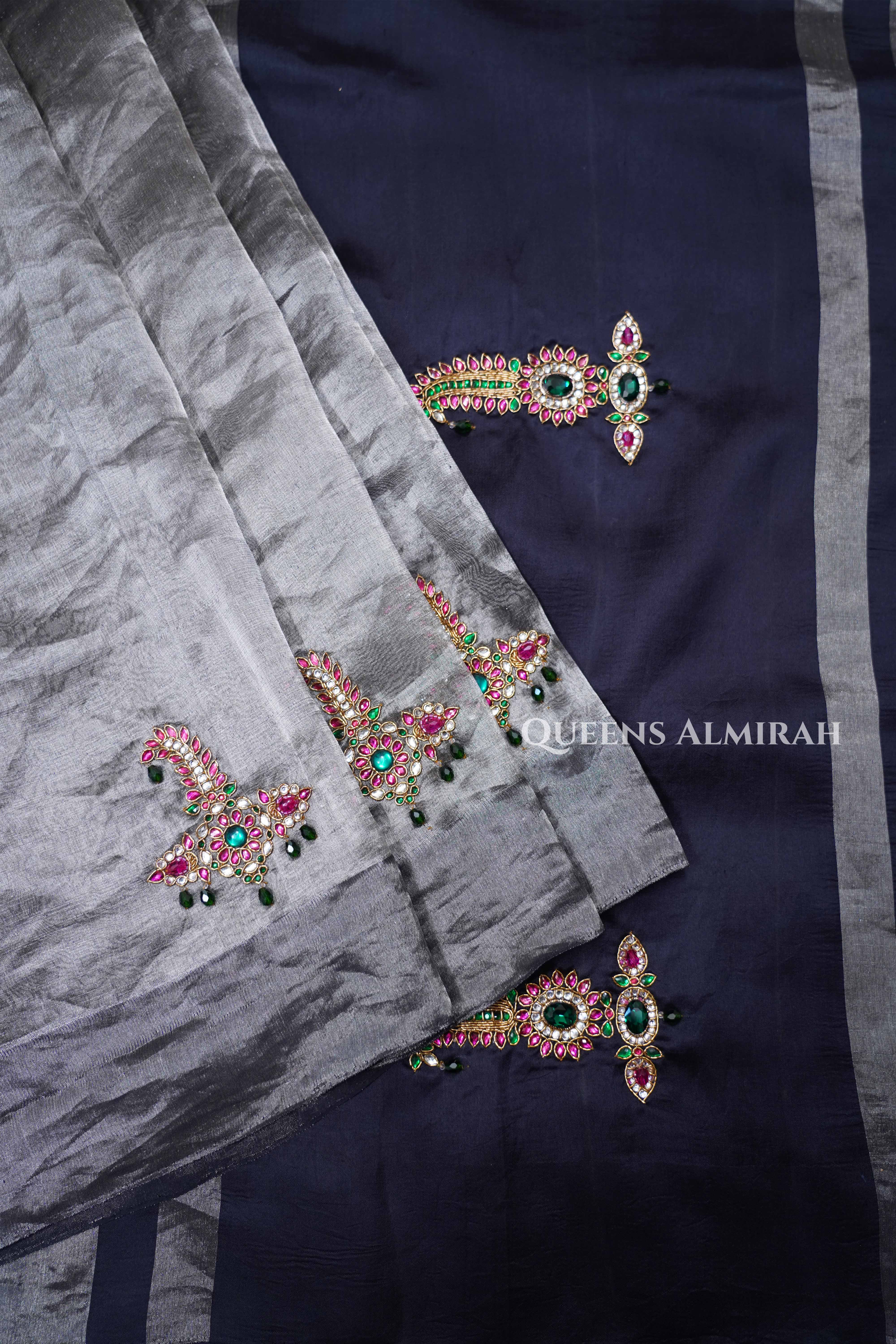 Sarpech Embroidery Banarasi Tissue Saree