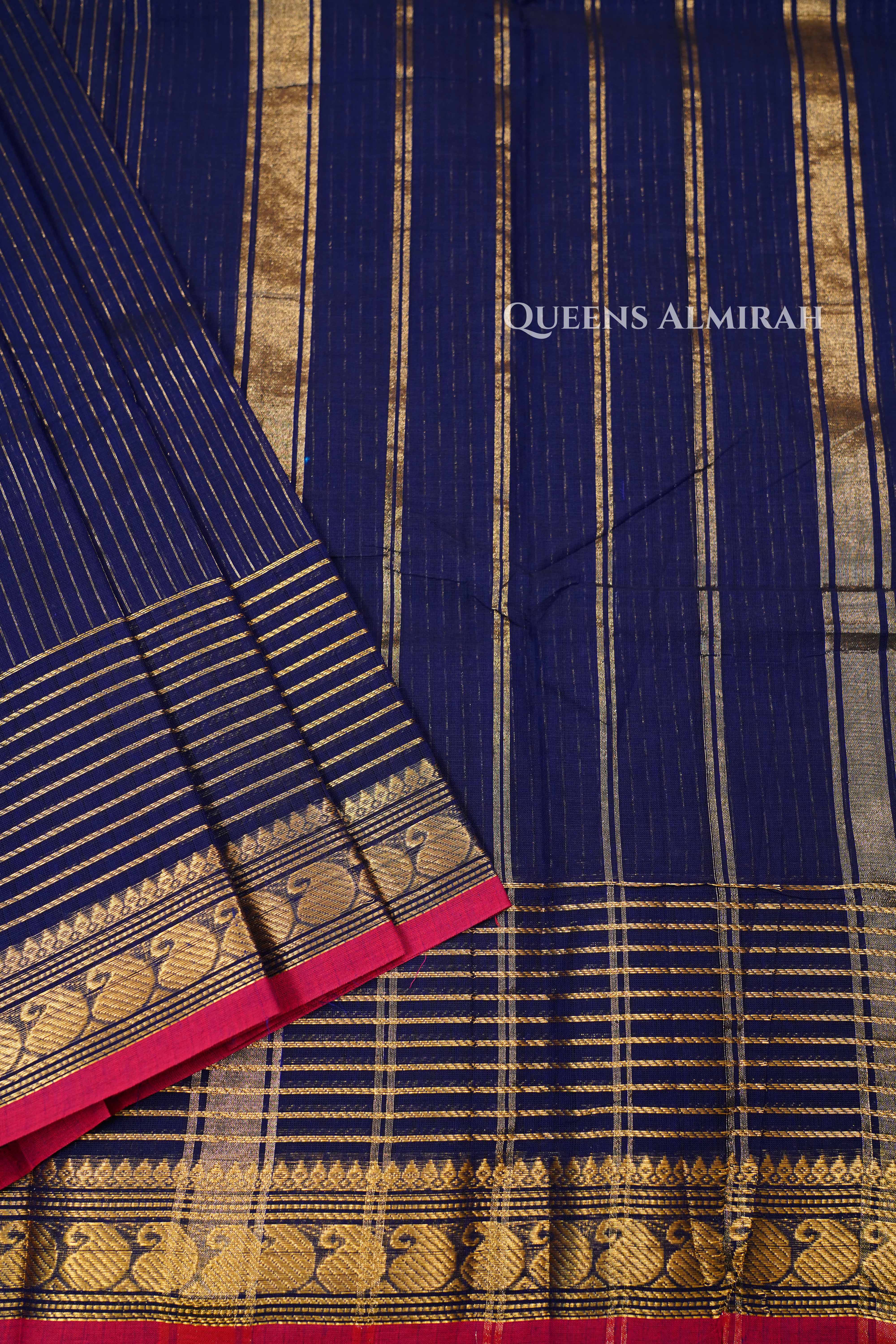 Navy Blue Kanchi Cotton Saree