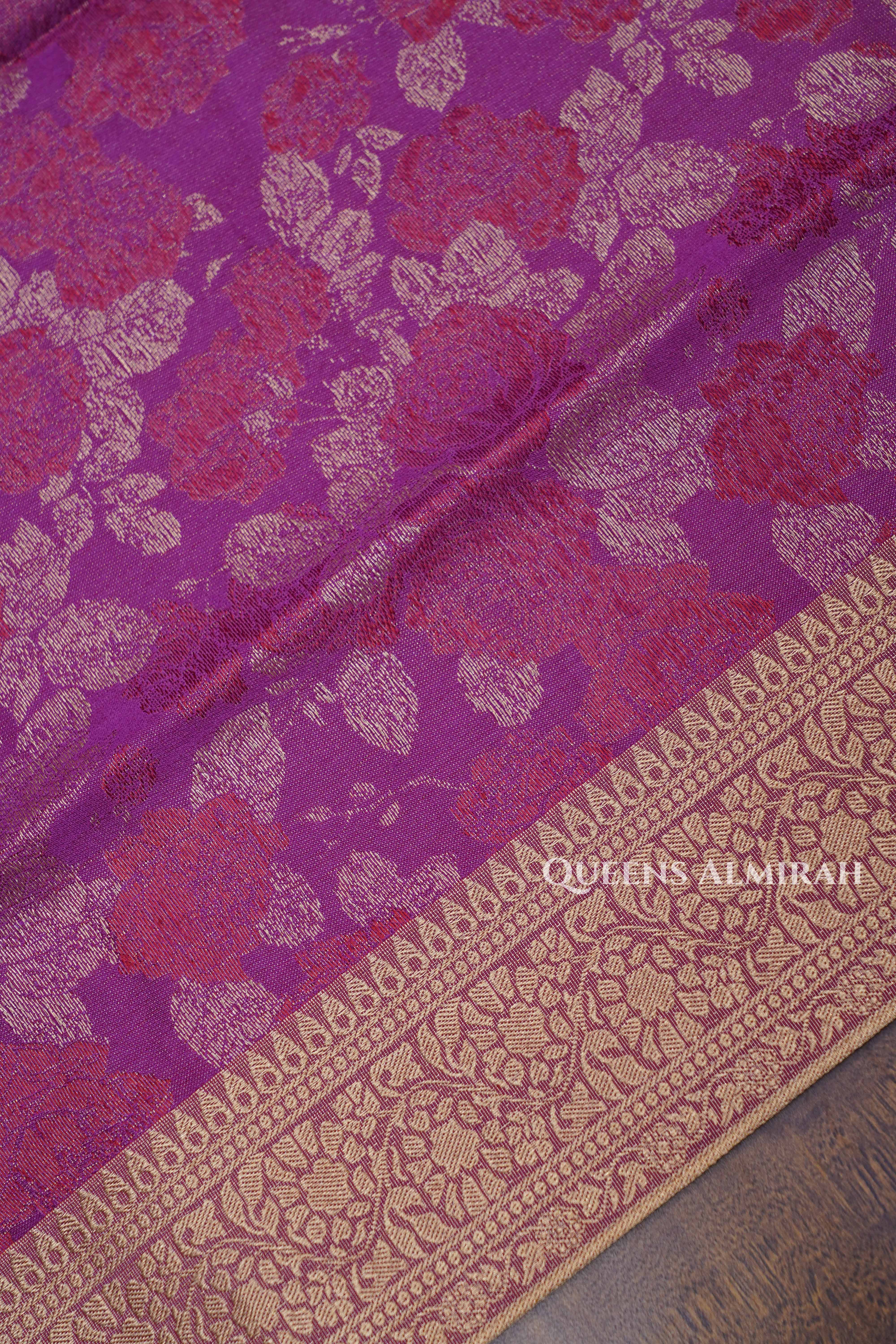 Purple Pashmina Silk Saree