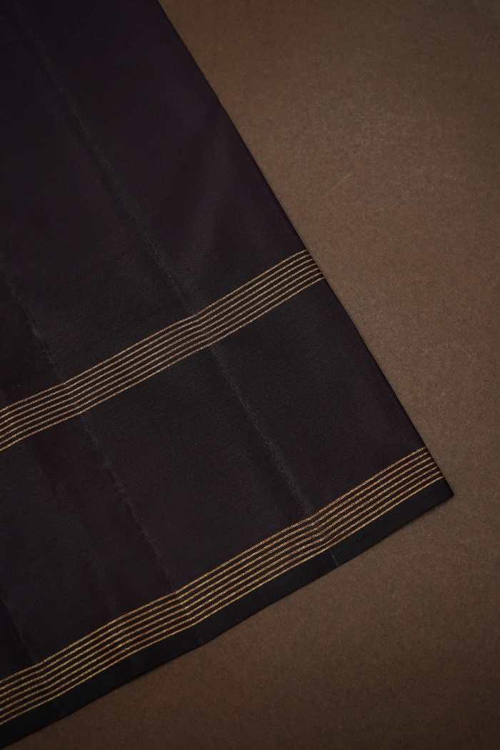 DARK CHOCOLATE PURE KANCHIVARAM SILK SAREE - Queens Jewel Emporium