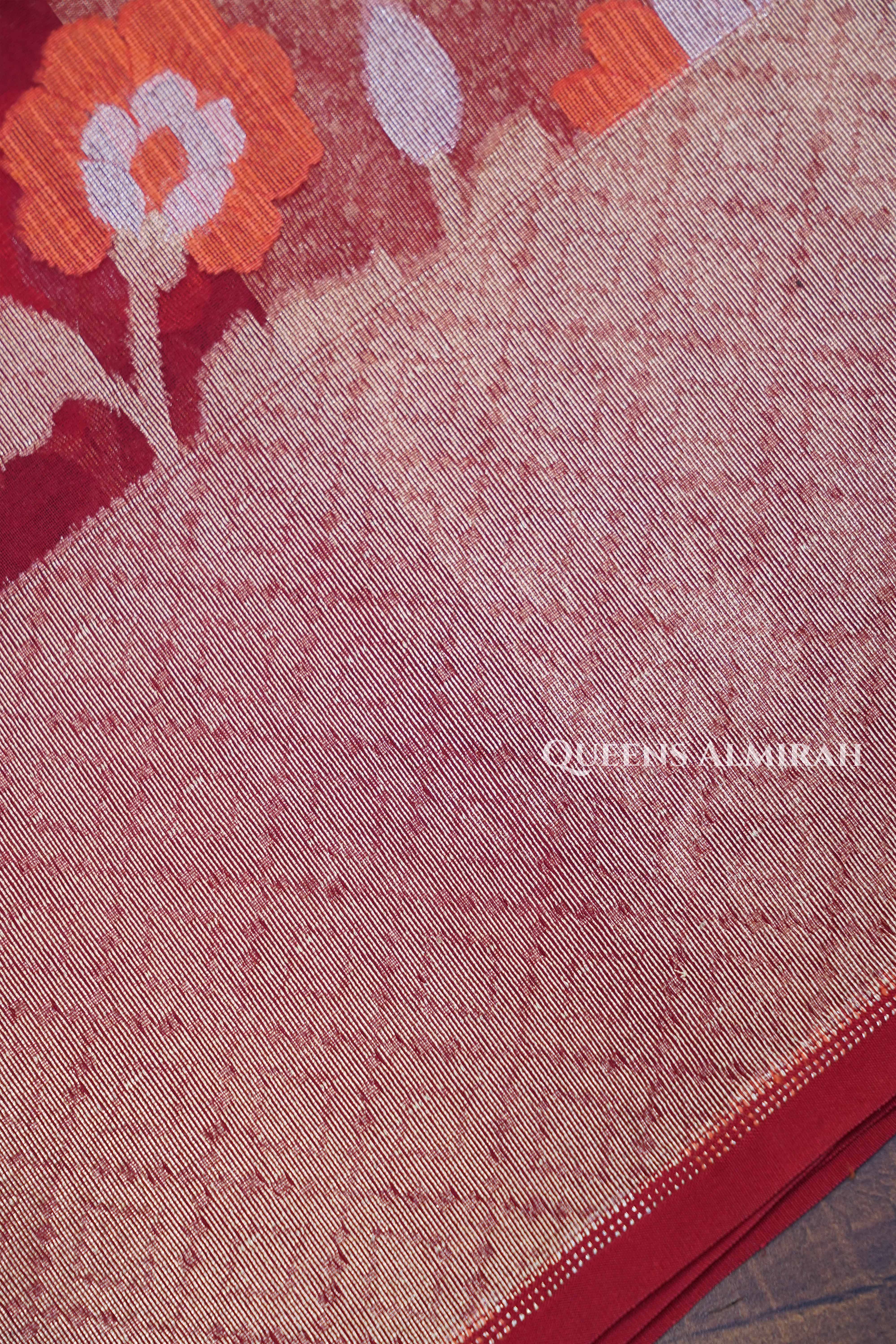 Maroon Banarasi Organza Silk Saree