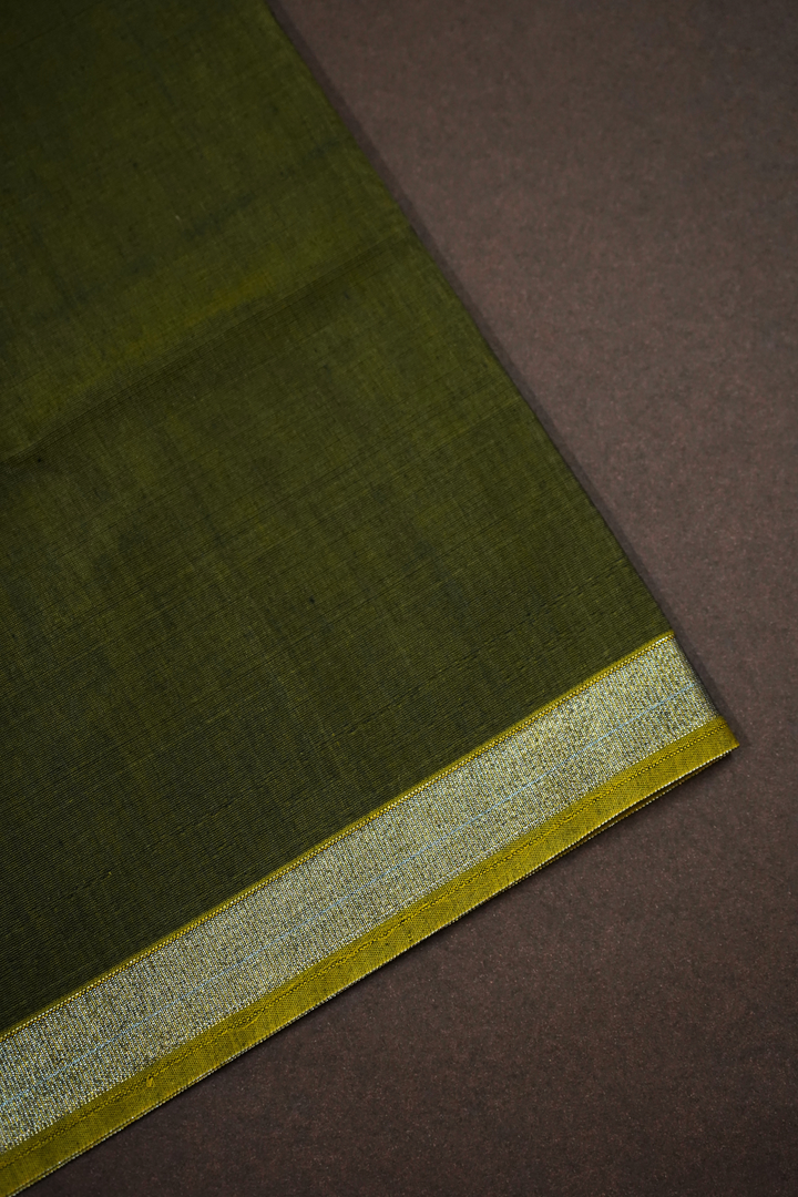 ARMY GREEN  BROCADE BANARASI SILK  SAREE - Queens Jewel Emporium