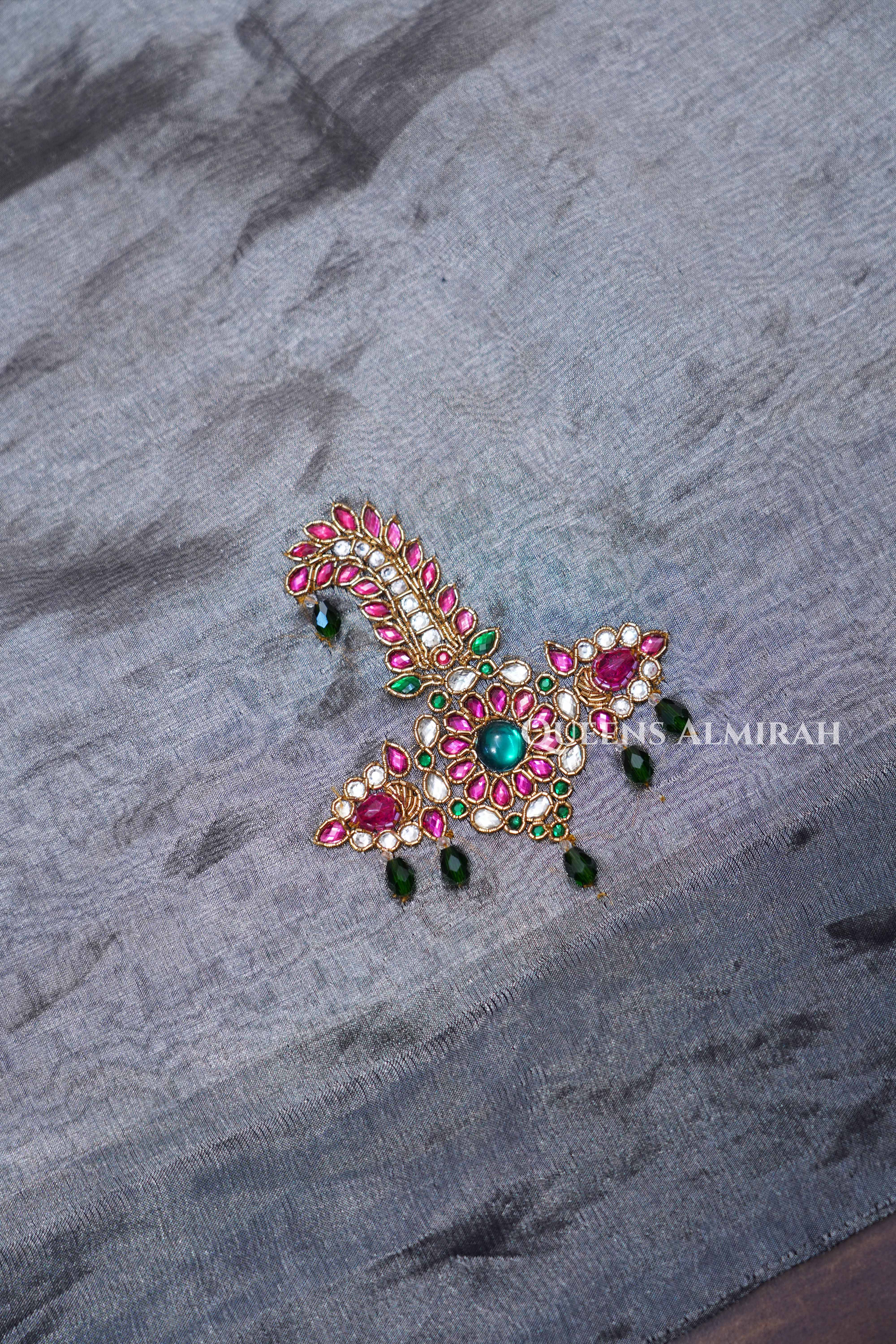 Sarpech Embroidery Banarasi Tissue Saree