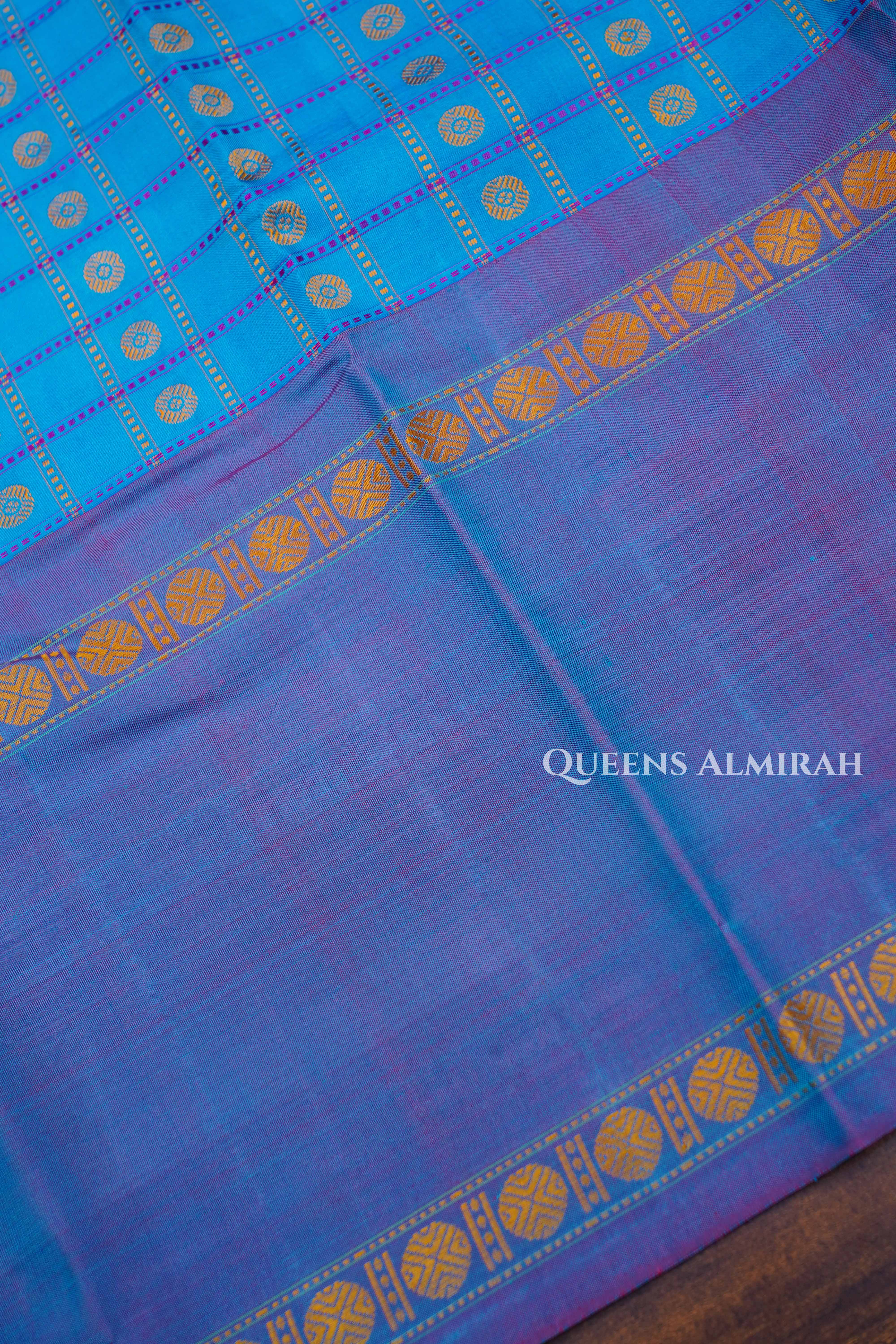 Sea Blue Pure Kanchivaram Silk Saree