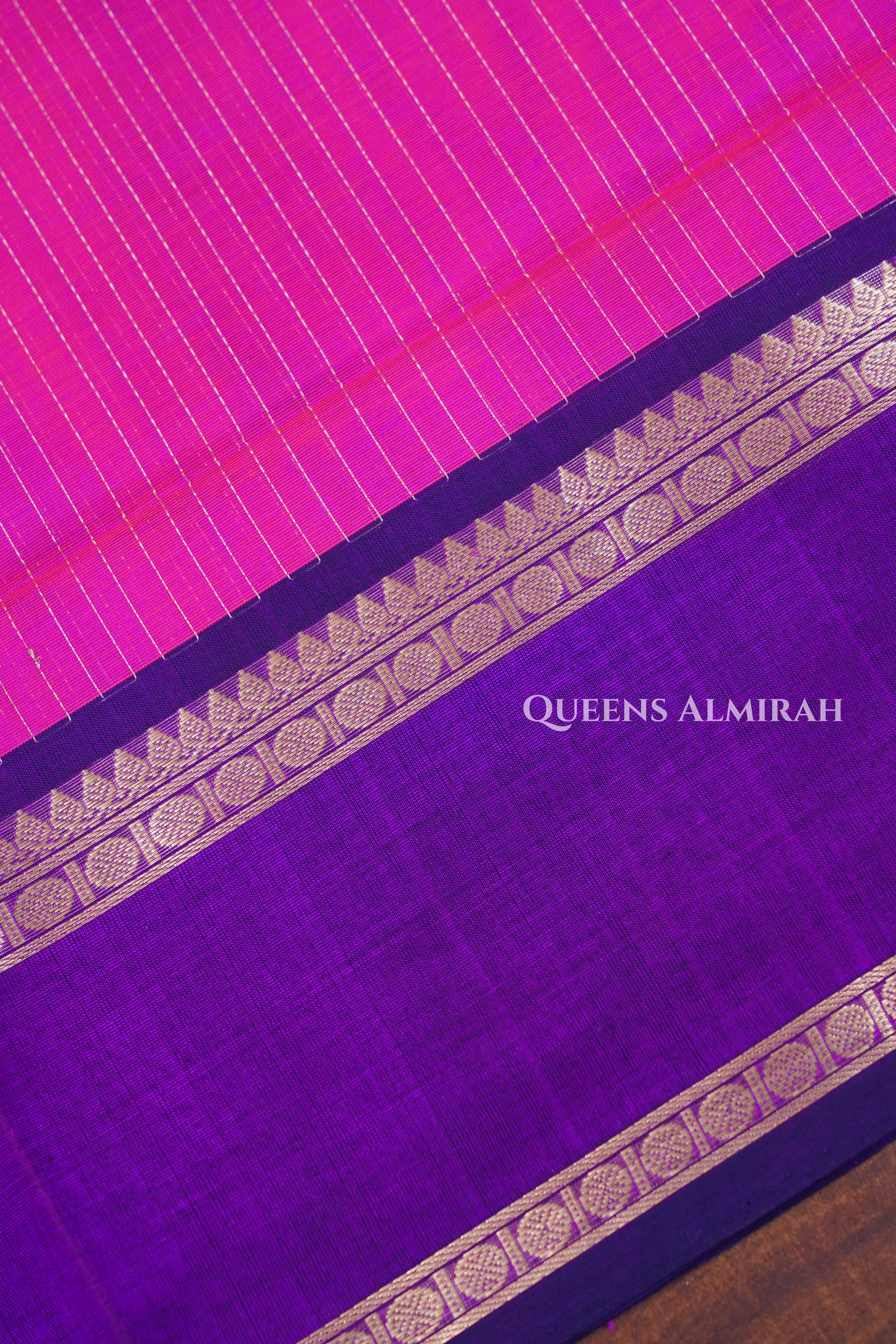 Magenta Pink With Purple Karaikudi Chettinad Silk Cotton Saree