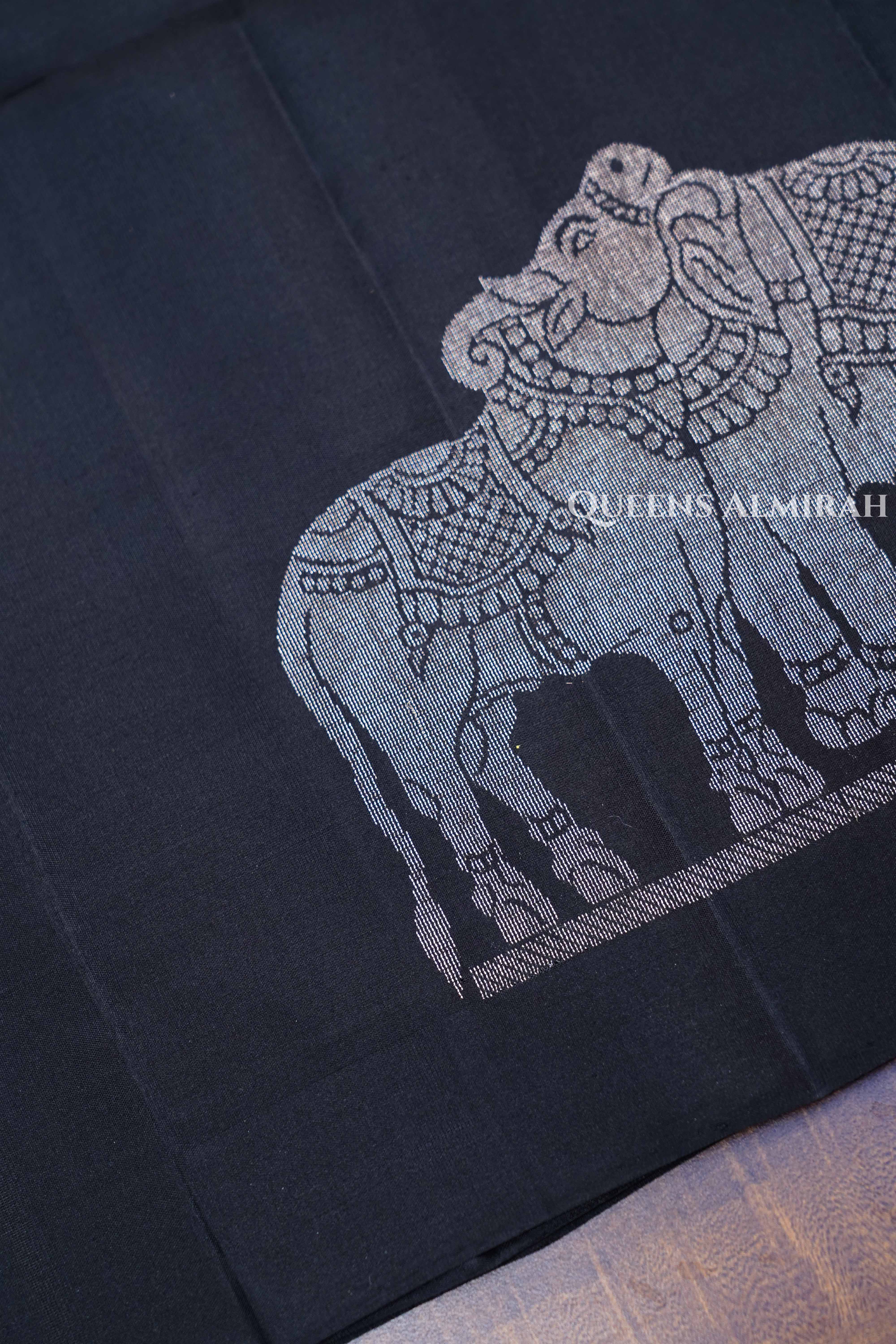 Black Pure Soft Silk Saree